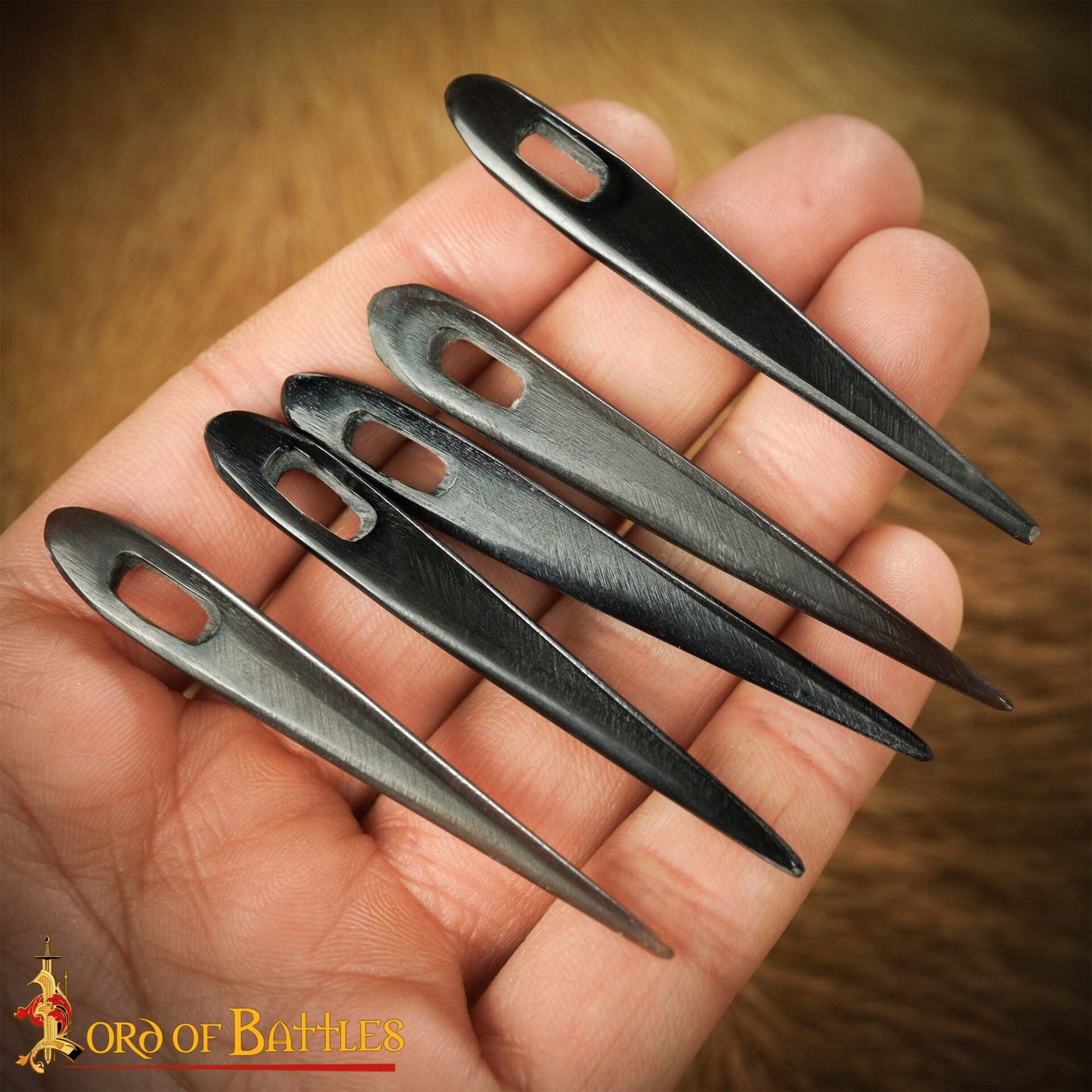 Imagen única de: Vikingo Nalbinding Cuerno Agujas Juego de 5 Genuino Cuerno Accesorio