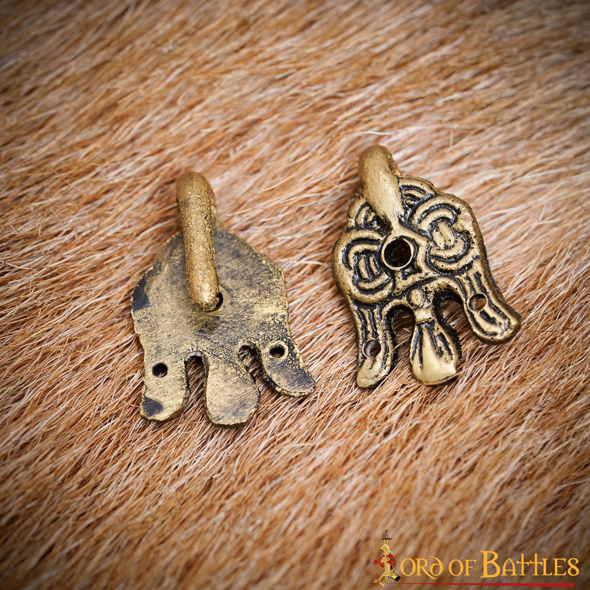 Imagen única de: Gancho de Cuervo de Latón Vikingo del Siglo X - 3 Cm - para Envolturas de Piernas y Winingas