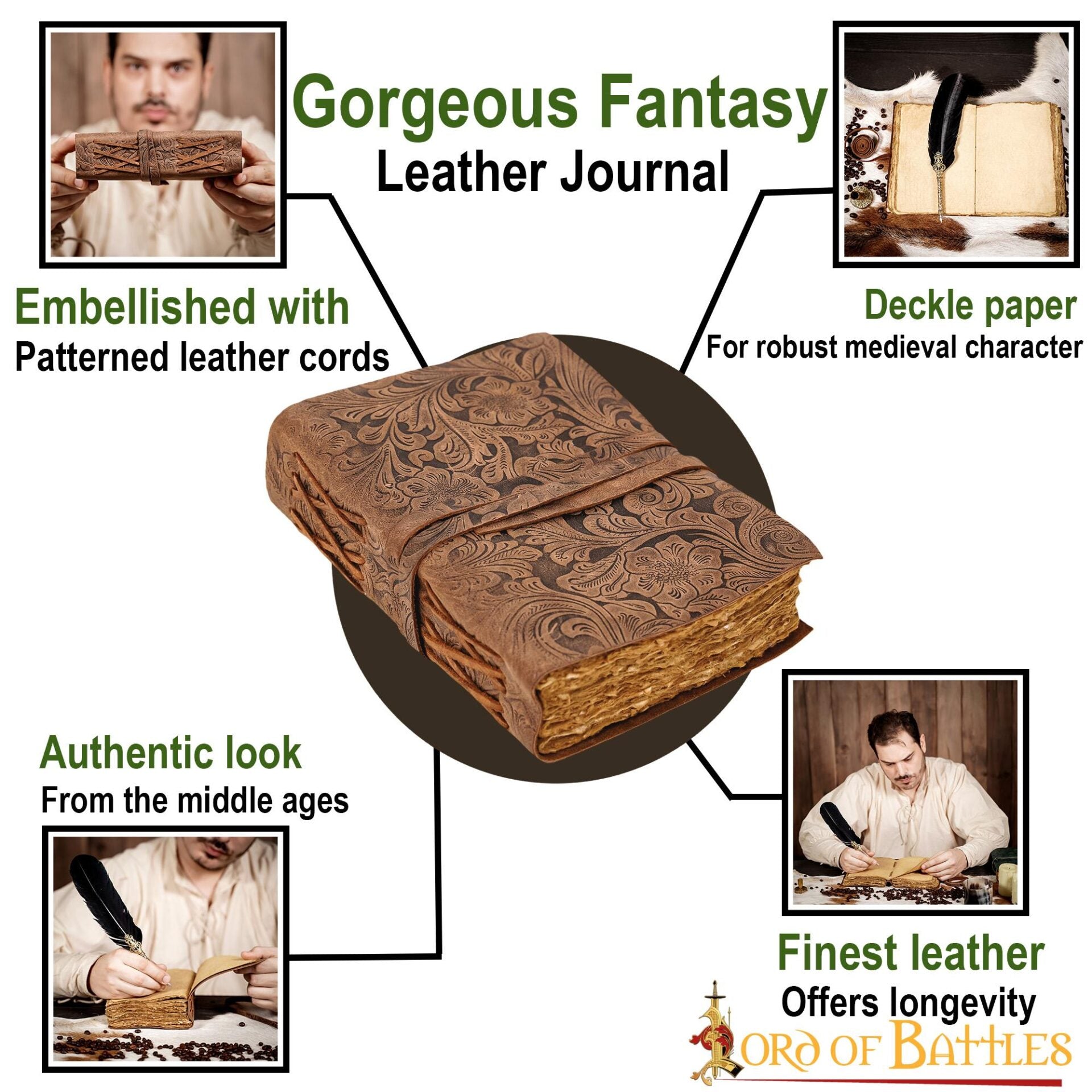 Imagen única de: Diario Medieval Diario Vintage de Cuero Hecho a Mano