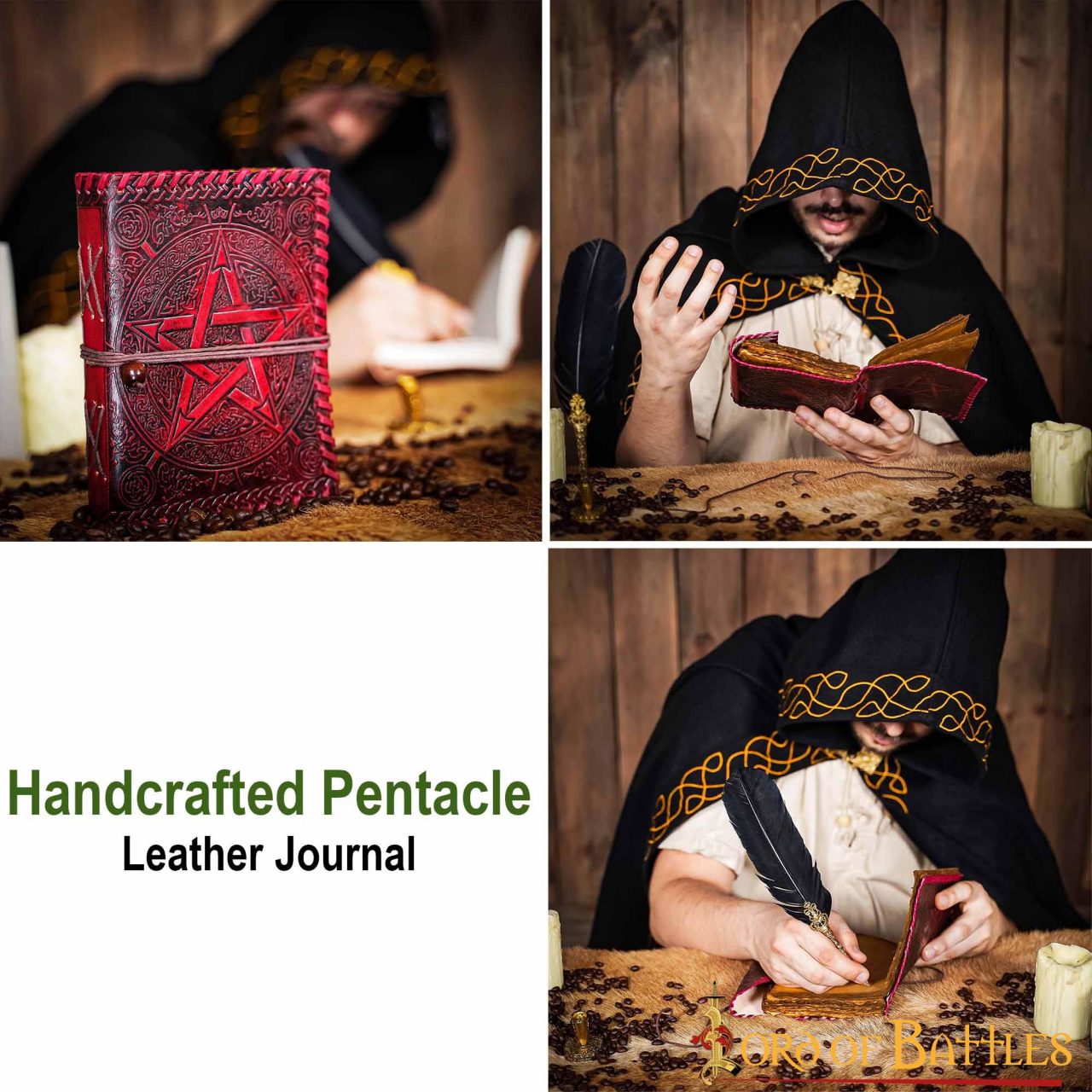 Imagen única de: Diario Medieval Hecho a Mano Diario de Piel Auténtica Hecho a Mano