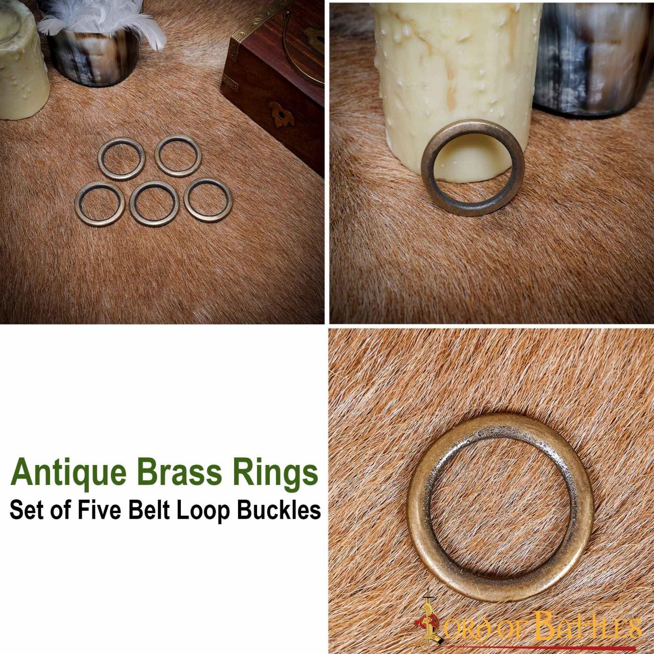 Imagen única de: Hebilla Anillo Latón Antiguo Lazo Cinturón Accesorio Funcional Juego de 5 Piezas