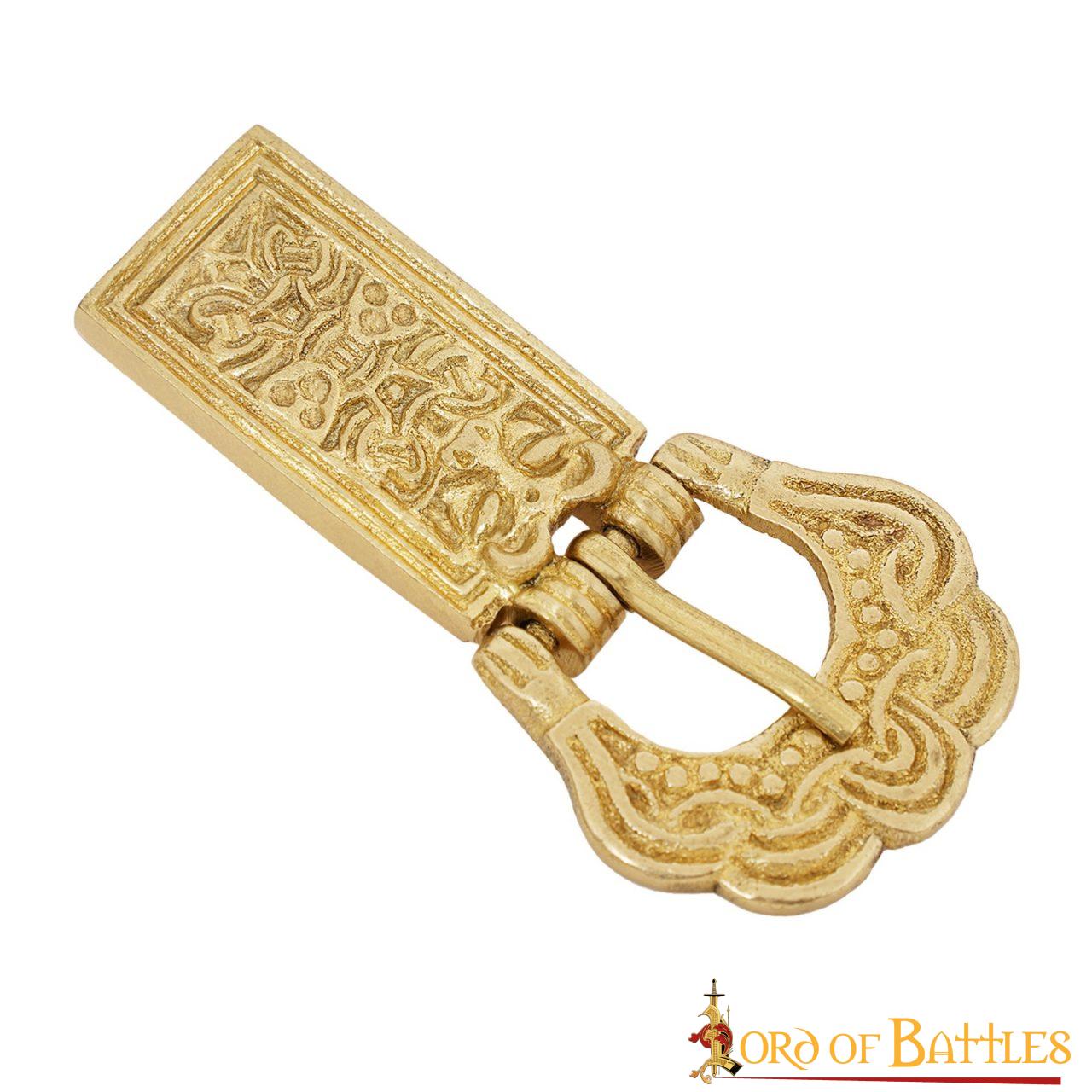 Imagen única de: Hebilla Medieval de Latón para Cinturón - Accesorio Histórico Grabado - Latón Macizo