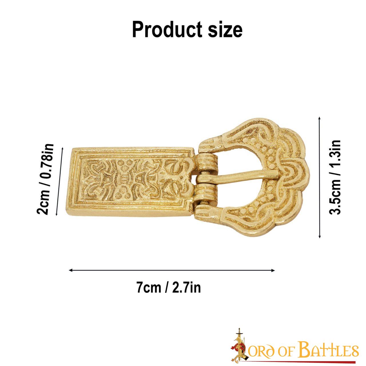 Imagen única de: Hebilla Medieval de Latón para Cinturón - Accesorio Histórico Grabado - Latón Macizo