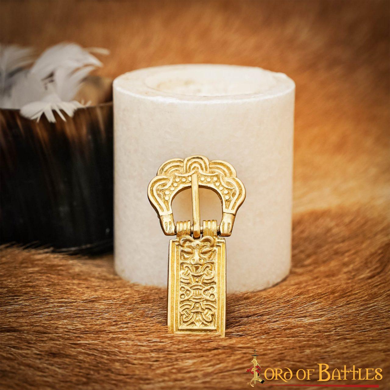 Imagen única de: Hebilla Medieval de Latón para Cinturón - Accesorio Histórico Grabado - Latón Macizo