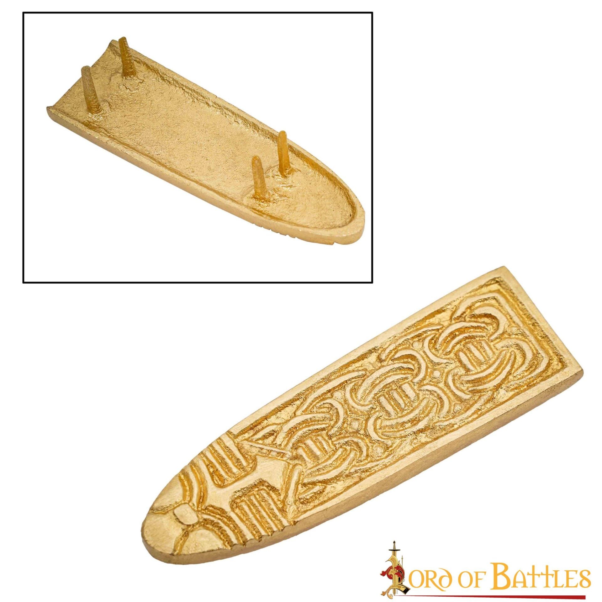 Imagen única de: Chape Medieval de Latón Macizo para Cinturón - Diseño de Nudo Celta - Extremo de Cinturón de Latón Puro