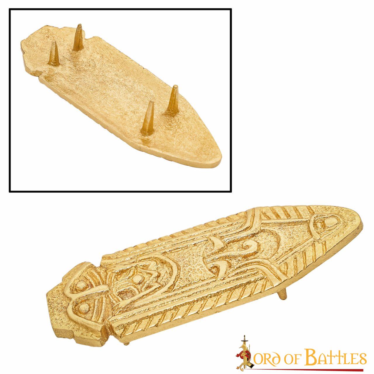 Imagen única de: Punta de Cinturón de Latón Vikingo - Chape Grabado - Accesorio Medieval de Latón Macizo para Cinturón