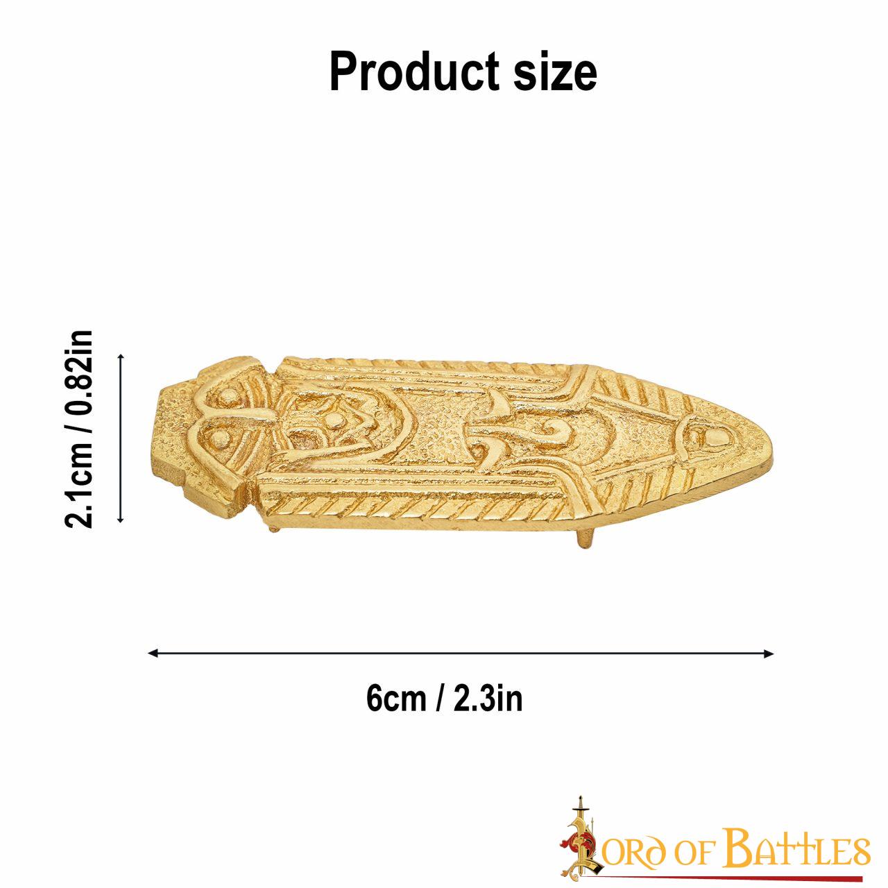 Imagen única de: Punta de Cinturón de Latón Vikingo - Chape Grabado - Accesorio Medieval de Latón Macizo para Cinturón