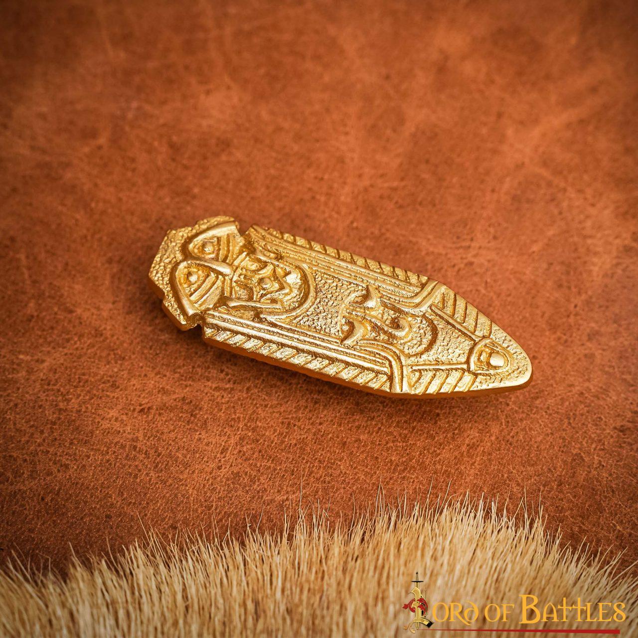 Imagen única de: Punta de Cinturón de Latón Vikingo - Chape Grabado - Accesorio Medieval de Latón Macizo para Cinturón