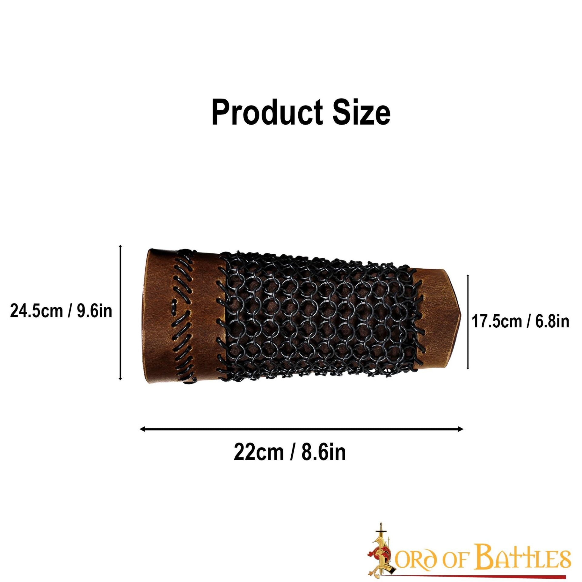Imagen única de: Brazales de Cuero Marrón y Cota de Malla - Guardabrazos Artesanales - Par de Brazaletes Protectores Medievales