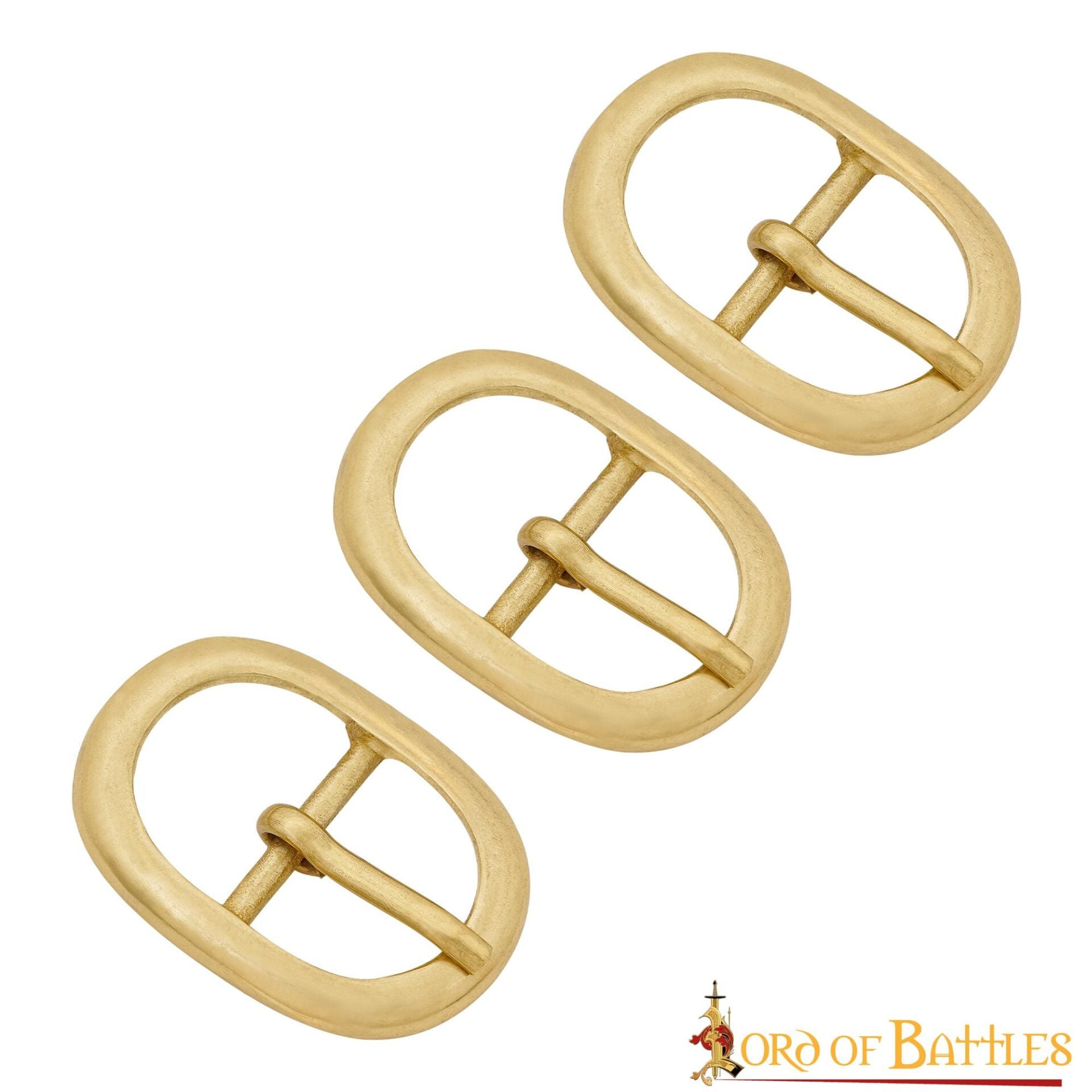 Imagen única de: Juego de Hebillas de Cinturón Medievales Ovaladas de Latón (3 Piezas) - para Marroquinería, Prendas de Vestir y Accesorios