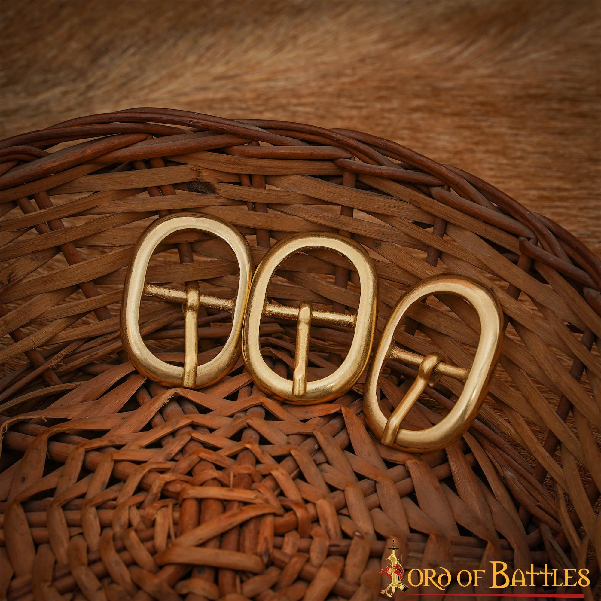 Imagen única de: Juego de Hebillas de Cinturón Medievales Ovaladas de Latón (3 Piezas) - para Marroquinería, Prendas de Vestir y Accesorios