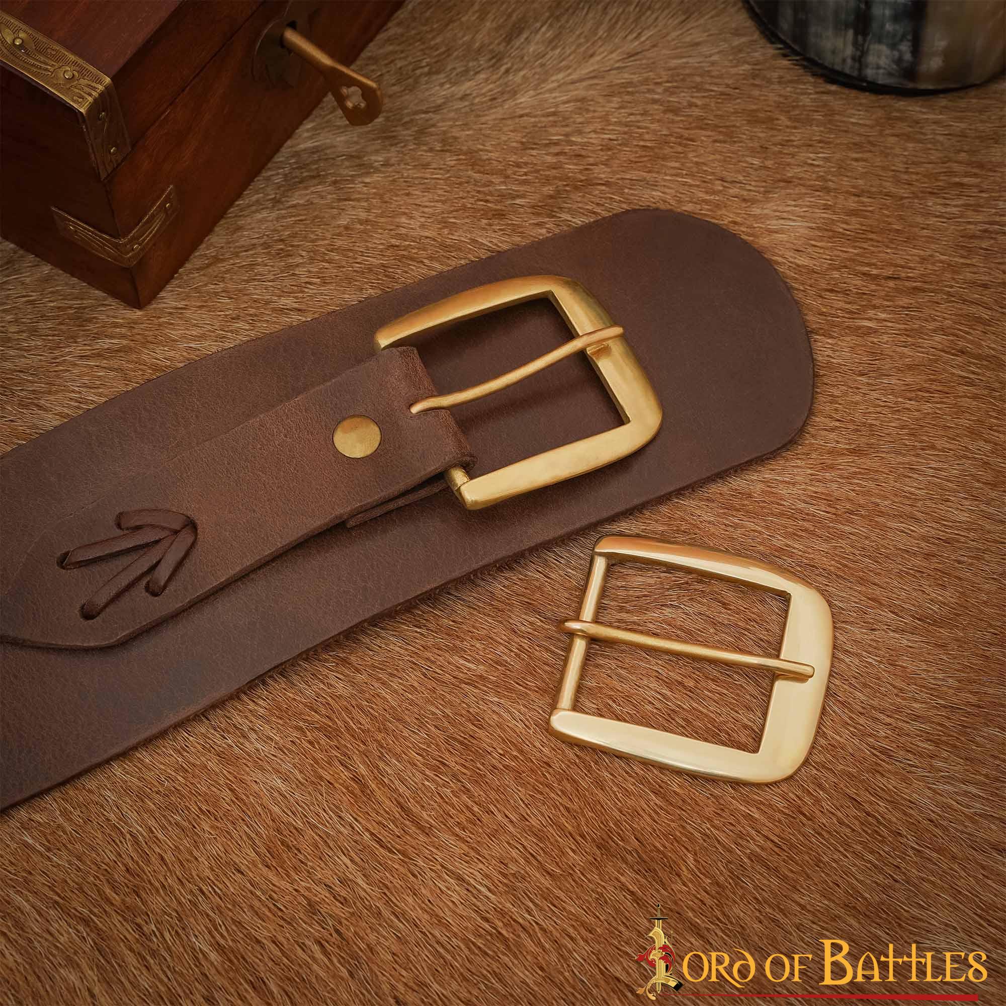 Imagen única de: Hebilla Medieval de Latón para Cinturón - Marco Ancho para Marroquinería Histórica