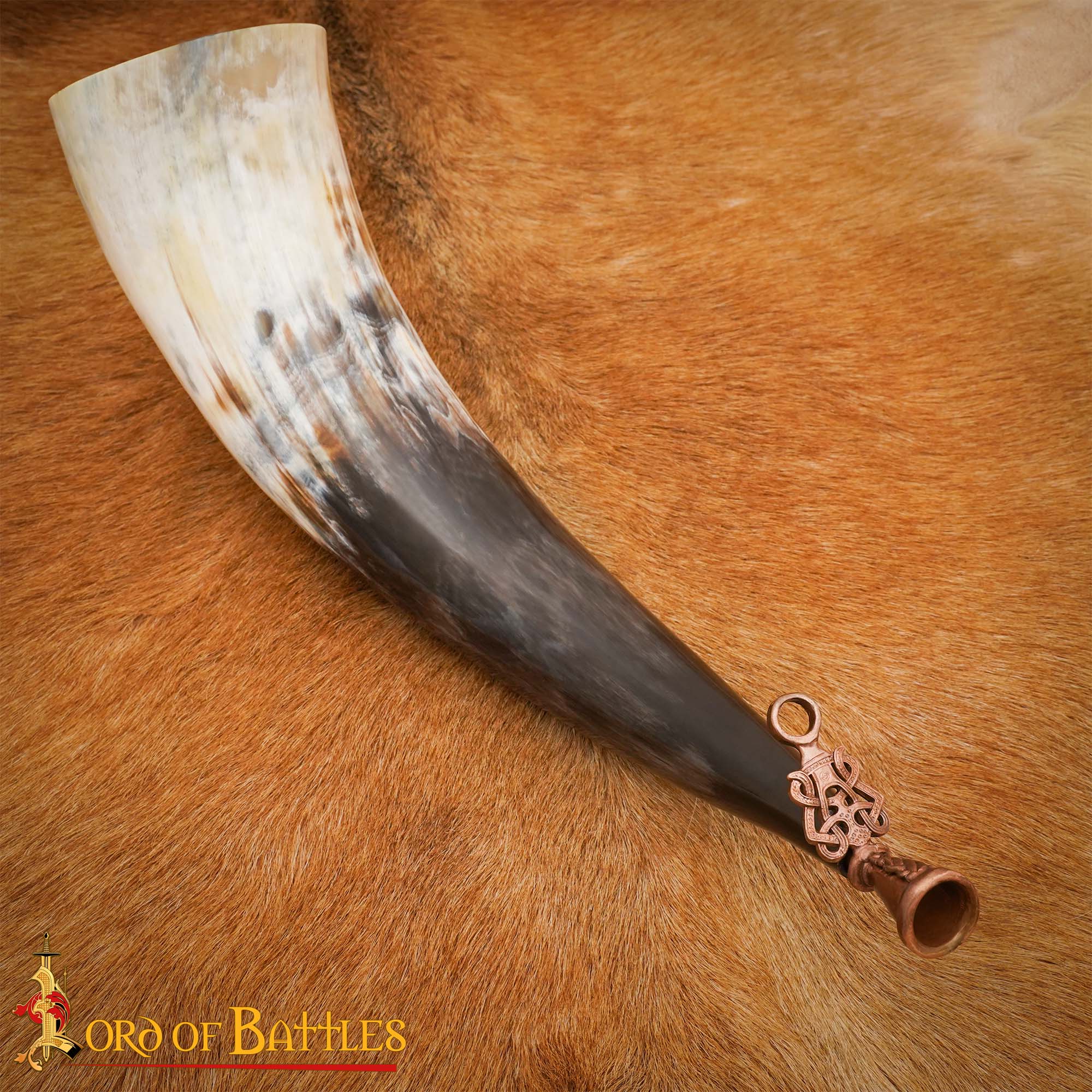 Imagen única de: Cuerno de Soplar Vikingo / Gjallarhorn con Boquilla de Bronce Fundido a la Cera Perdida
