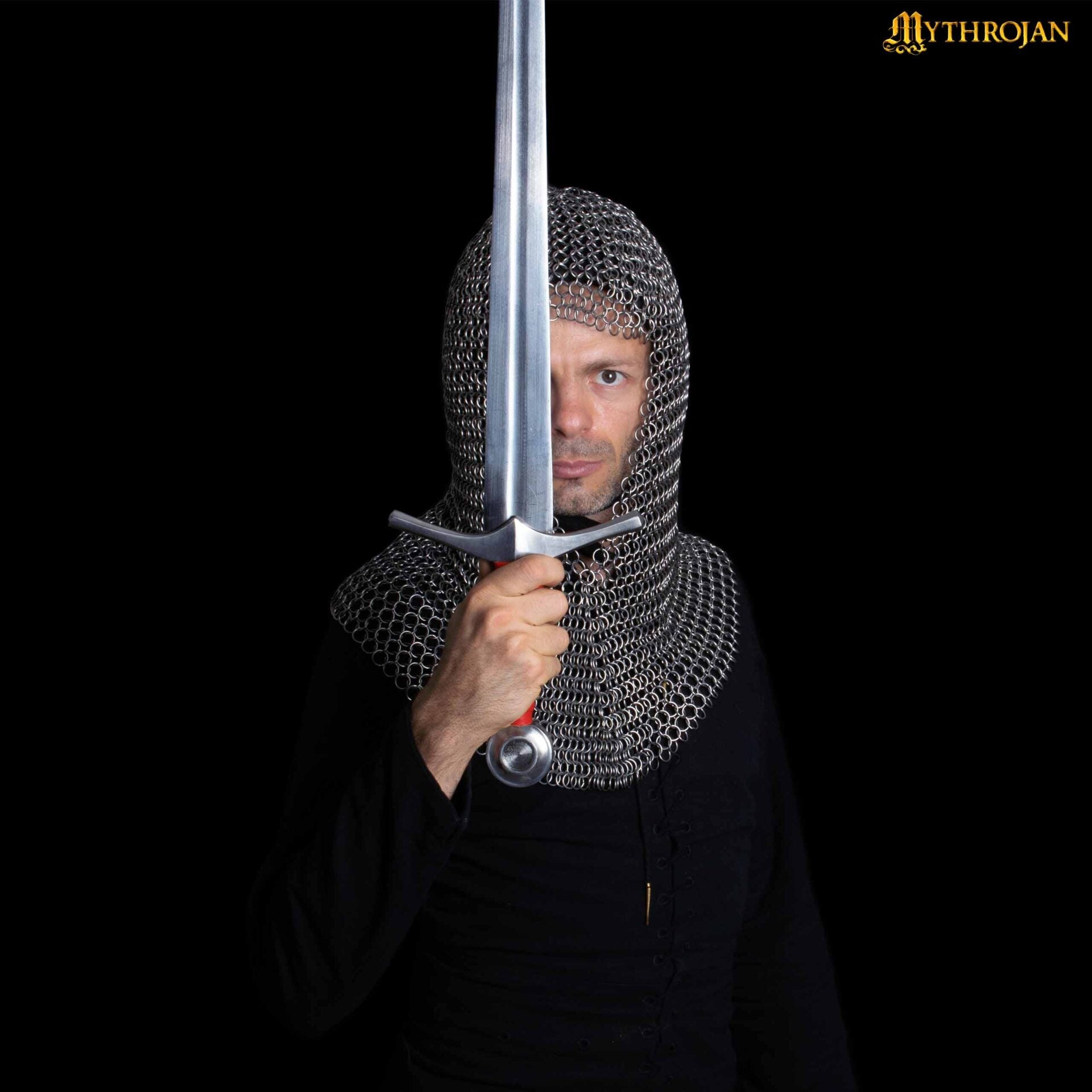 Imagen única de: Cofia de Cota de Malla con Cara en V - 10 Mm, Calibre 16 de Acero Inoxidable, Libre de Óxido - Ideal para Larp, Cosplay y Disfraces de Cine Medieval
