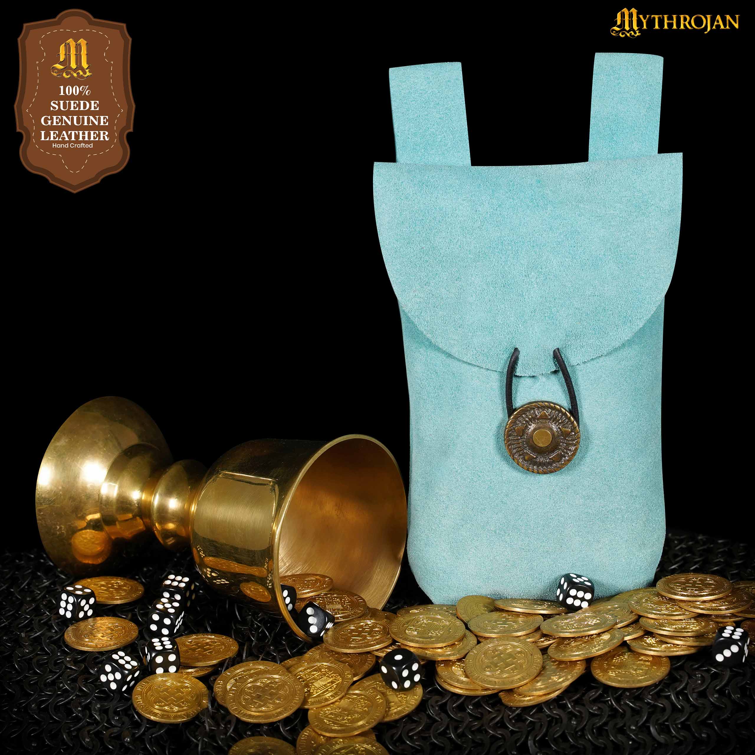 Imagen única de: Mythrojan Medieval Renacimiento Cinturón de Joyería de Gamuza Bolsa Larp Traje Bolsa de Cintura