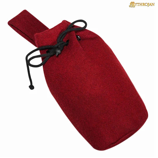 Imagen única de: Mythrojan Wool en Drawstring Belt Pouch : Medieval Viking Bag Sca Larp Gn 8" Coin Purse - Granate