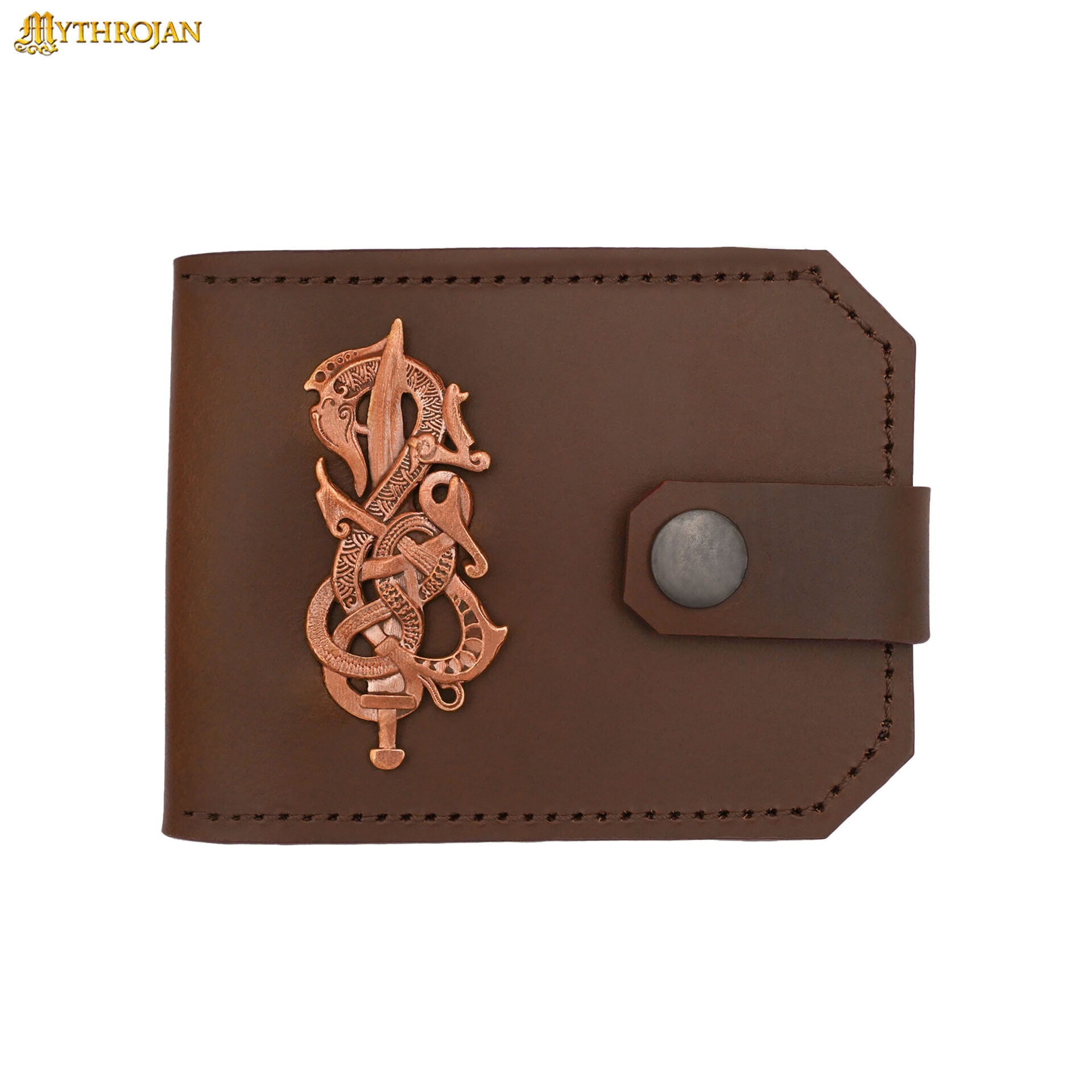 Imagen única de: Cartera de Piel Auténtica con Decoración de Bronce Fundido a la Cera Perdida