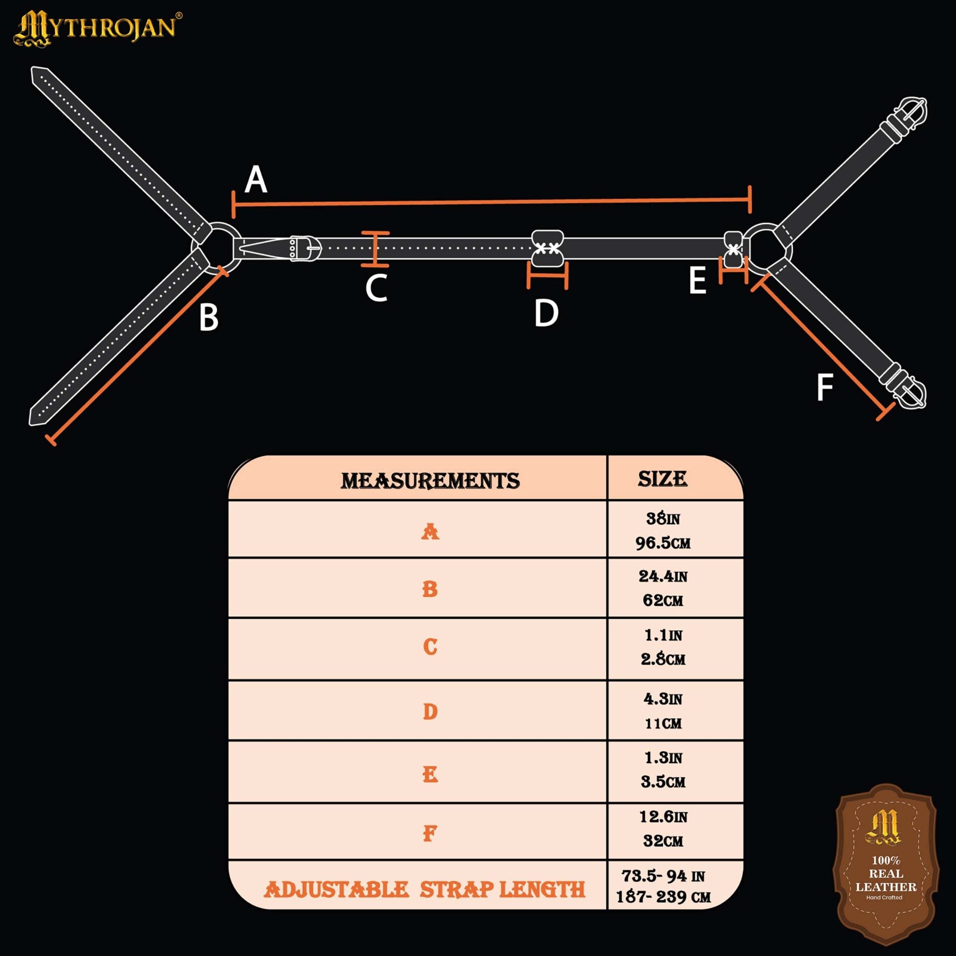 Imagen única de: Mythrojan Geralt Back Scabbard, Ideal para Larp Cosplay y Eventos Medievales Cuero de Grano Completo Negro