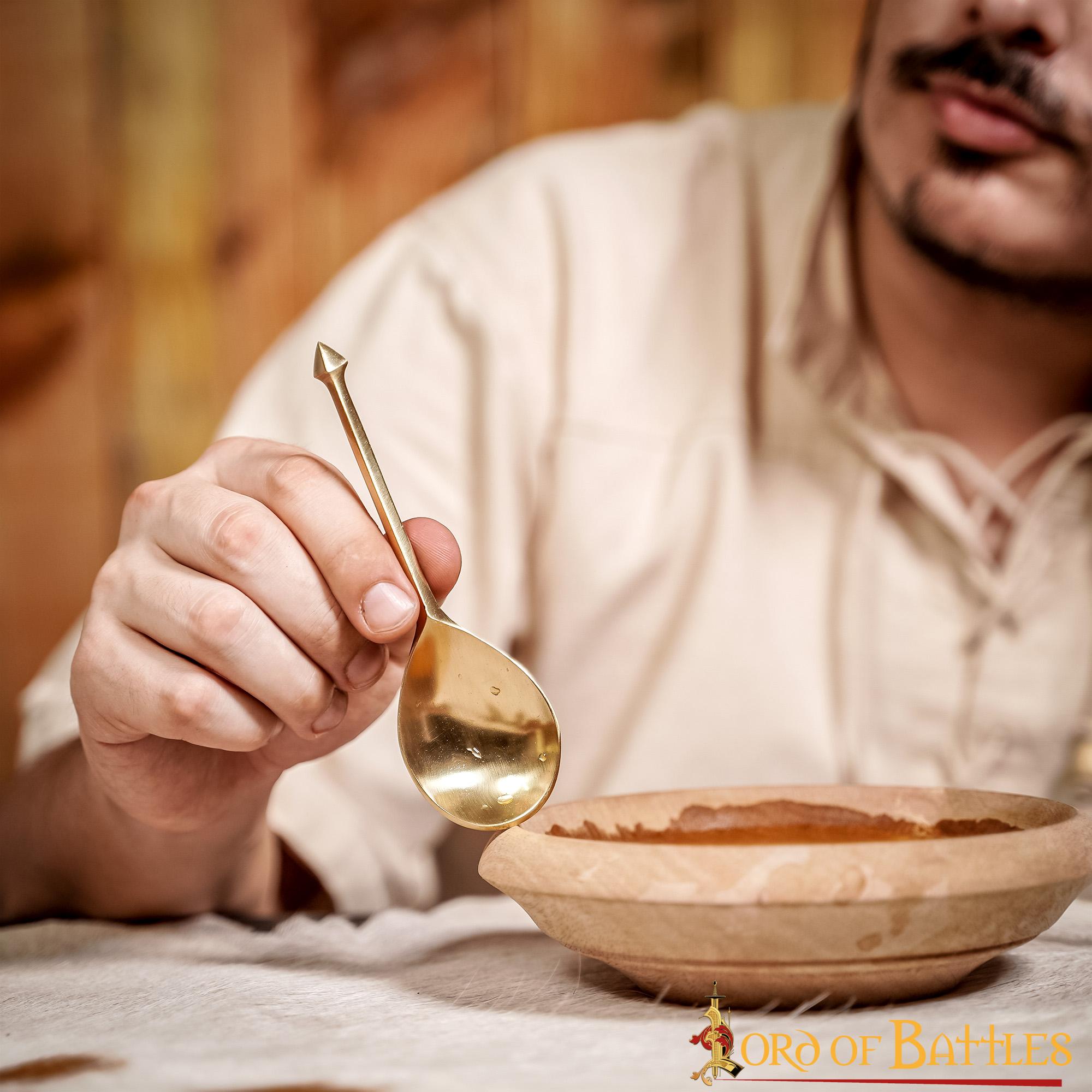Imagen única de: Cuchara Romana Cubertería Funcional de Latón Macizo Puro Juego de Dos Piezas
