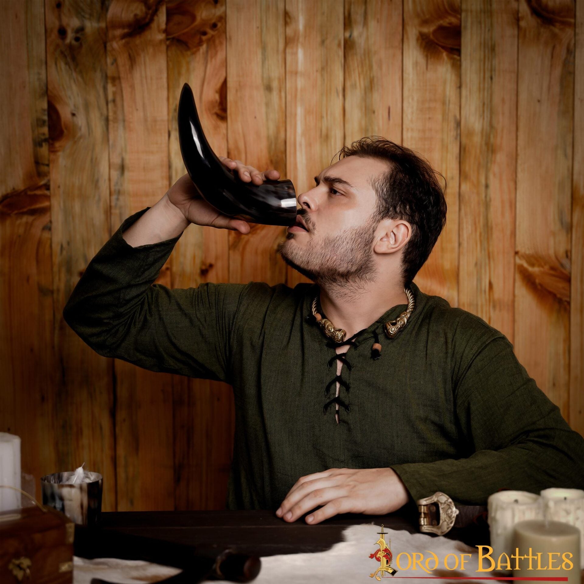 Imagen única de: Cuerno para Beber "el Juramento Trenzado" 400 - 500 Ml Cuerno de Buey Auténtico Hecho a Mano