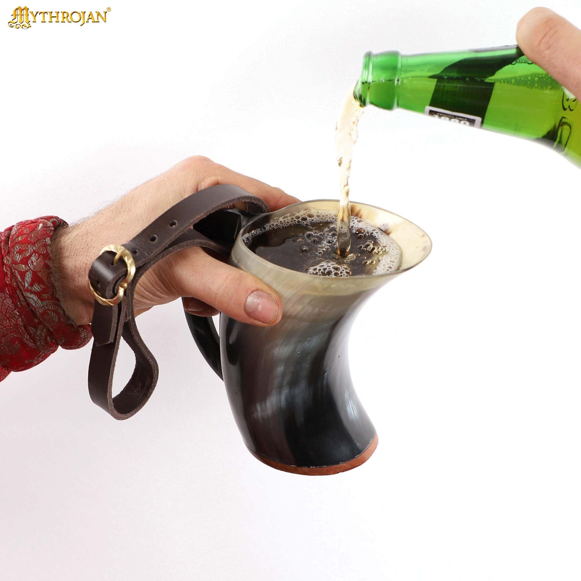 Imagen única de: Taza Mythrojan Hot Horn Tankard con Correa de Cuero 300ml