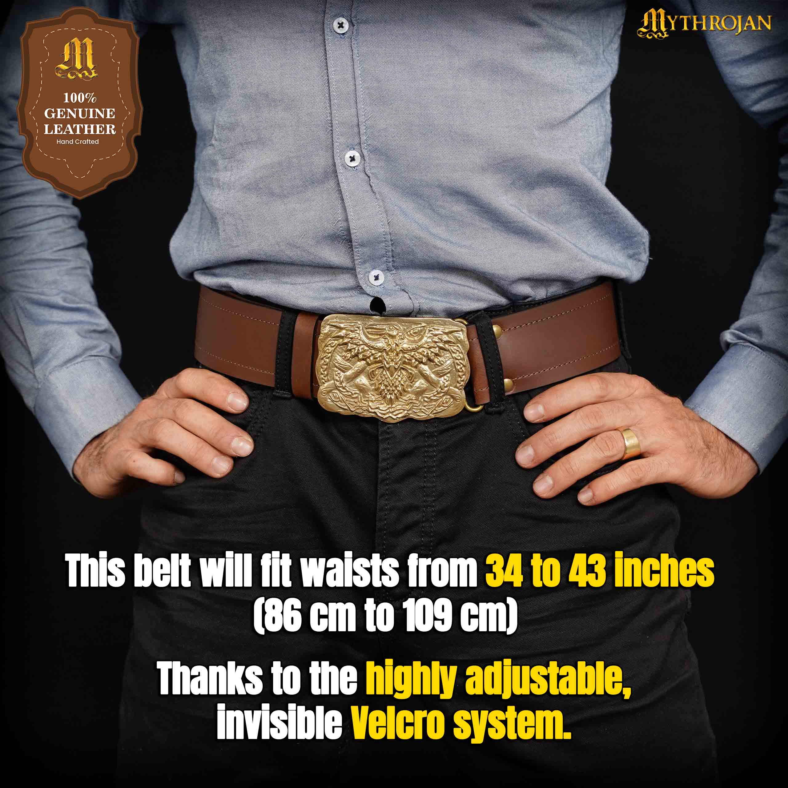 Imagen única de: Cinturón de Velcro Mythrojan "urban Viking" para los Kilts y Jeans de los Guerreros de Hoy en Día