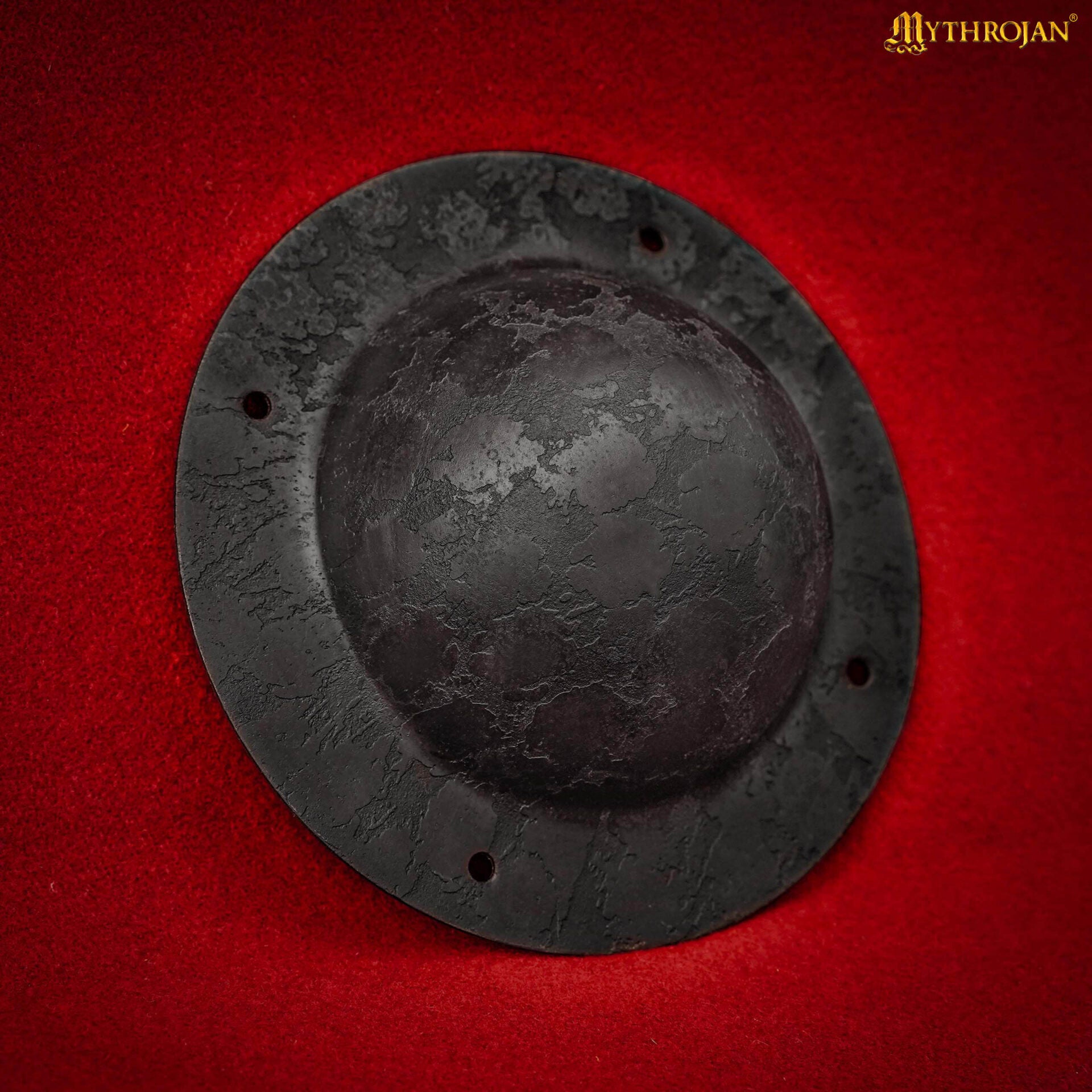 Imagen única de: Jefe de Escudo de Acero Antiguo Forjado a Mano con Remaches - Vikingo y Medieval