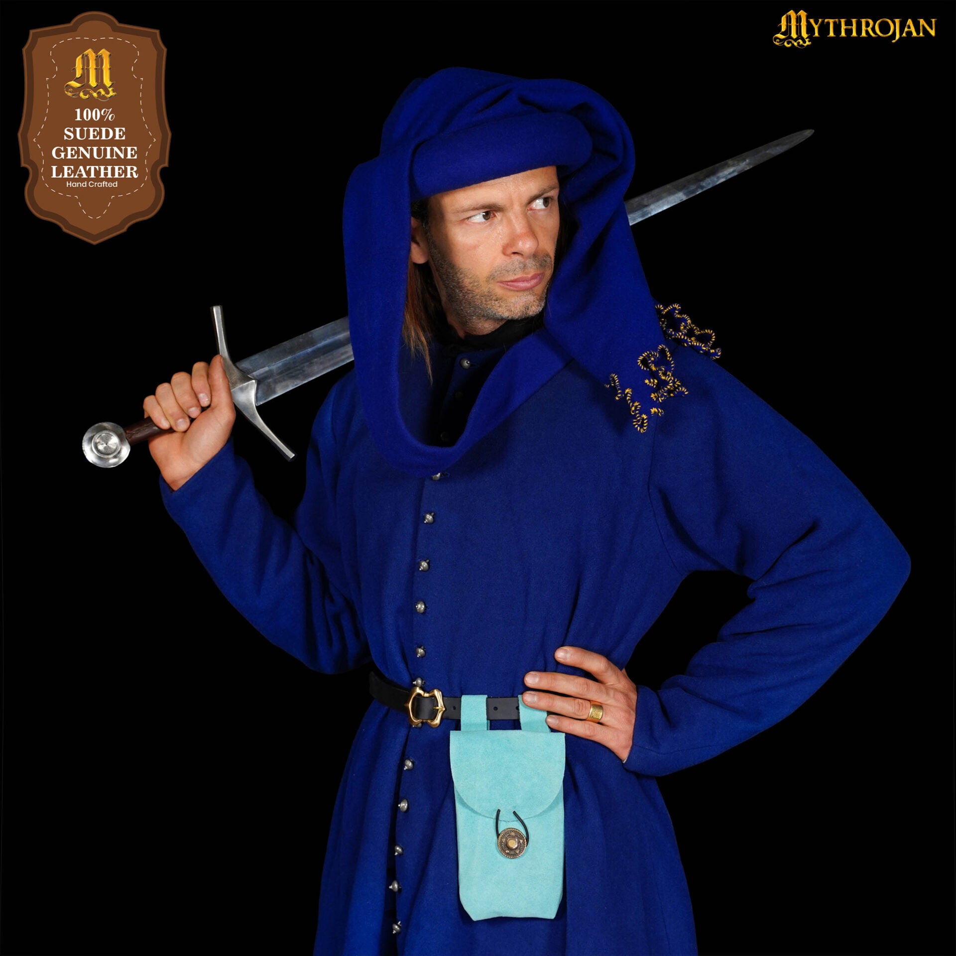 Imagen única de: Mythrojan Medieval Renacimiento Cinturón de Joyería de Gamuza Bolsa Larp Traje Bolsa de Cintura