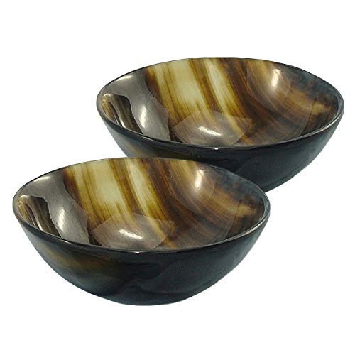 Imagen única de: Mythrojan Cuenco Pequeño Artesanal de Cuerno de Buey Natural Set de 2