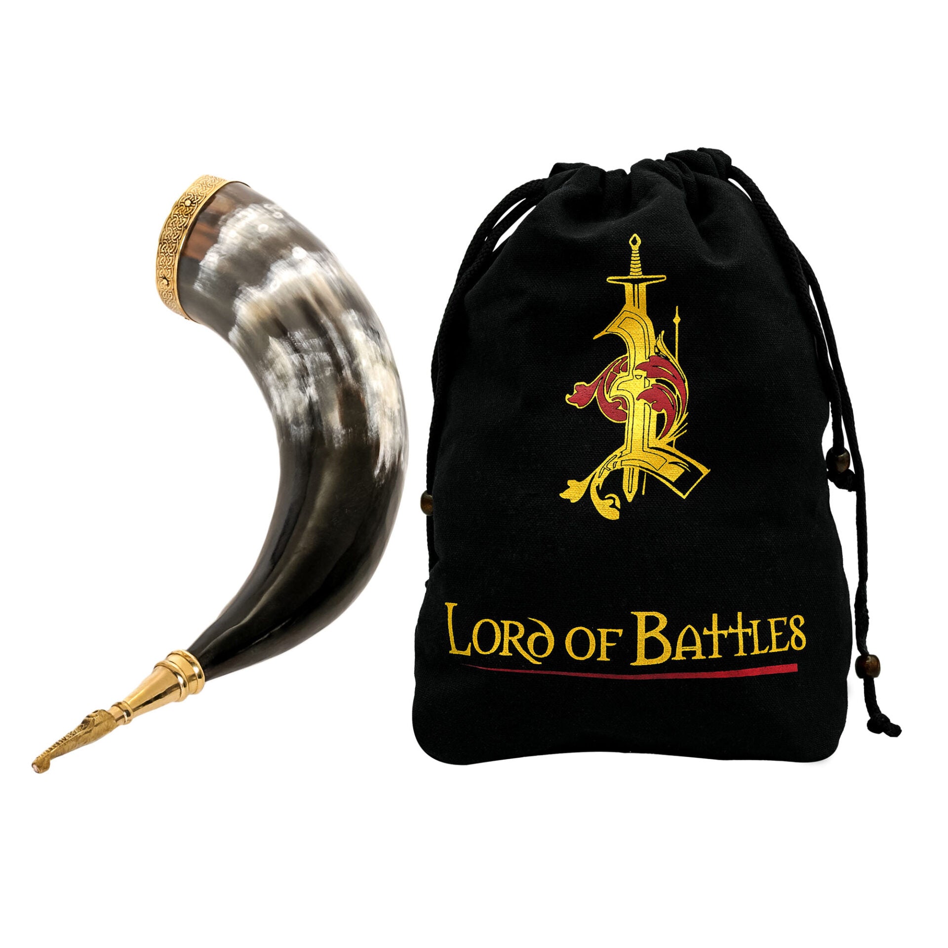 Imagen única de: Cuerno para Beber Vikingo Medieval de 300 - 400 Ml con Accesorios de Latón Hecho a Mano con Auténtico Cuerno de Buey