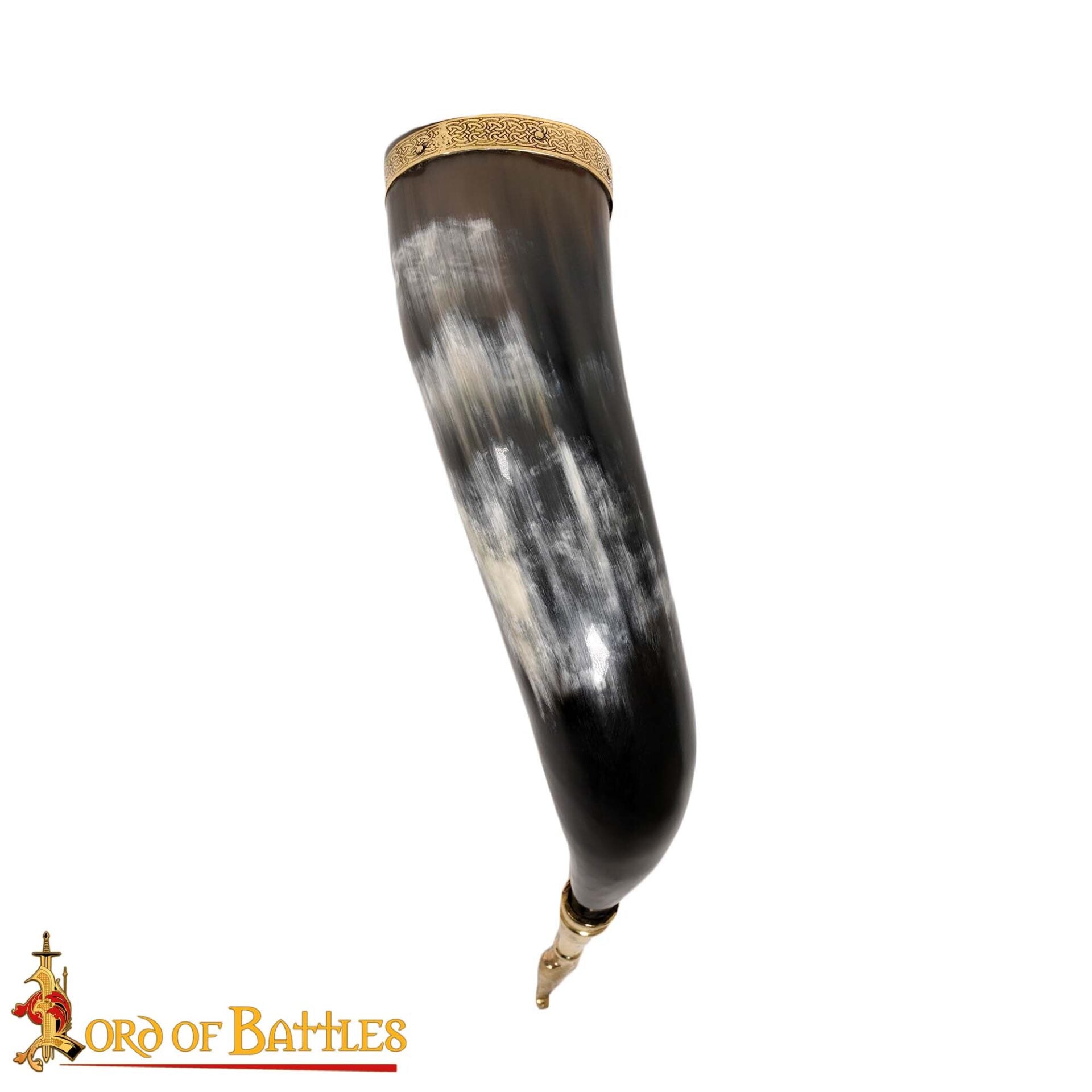 Imagen única de: Cuerno para Beber Vikingo Medieval de 300 - 400 Ml con Accesorios de Latón Hecho a Mano con Auténtico Cuerno de Buey