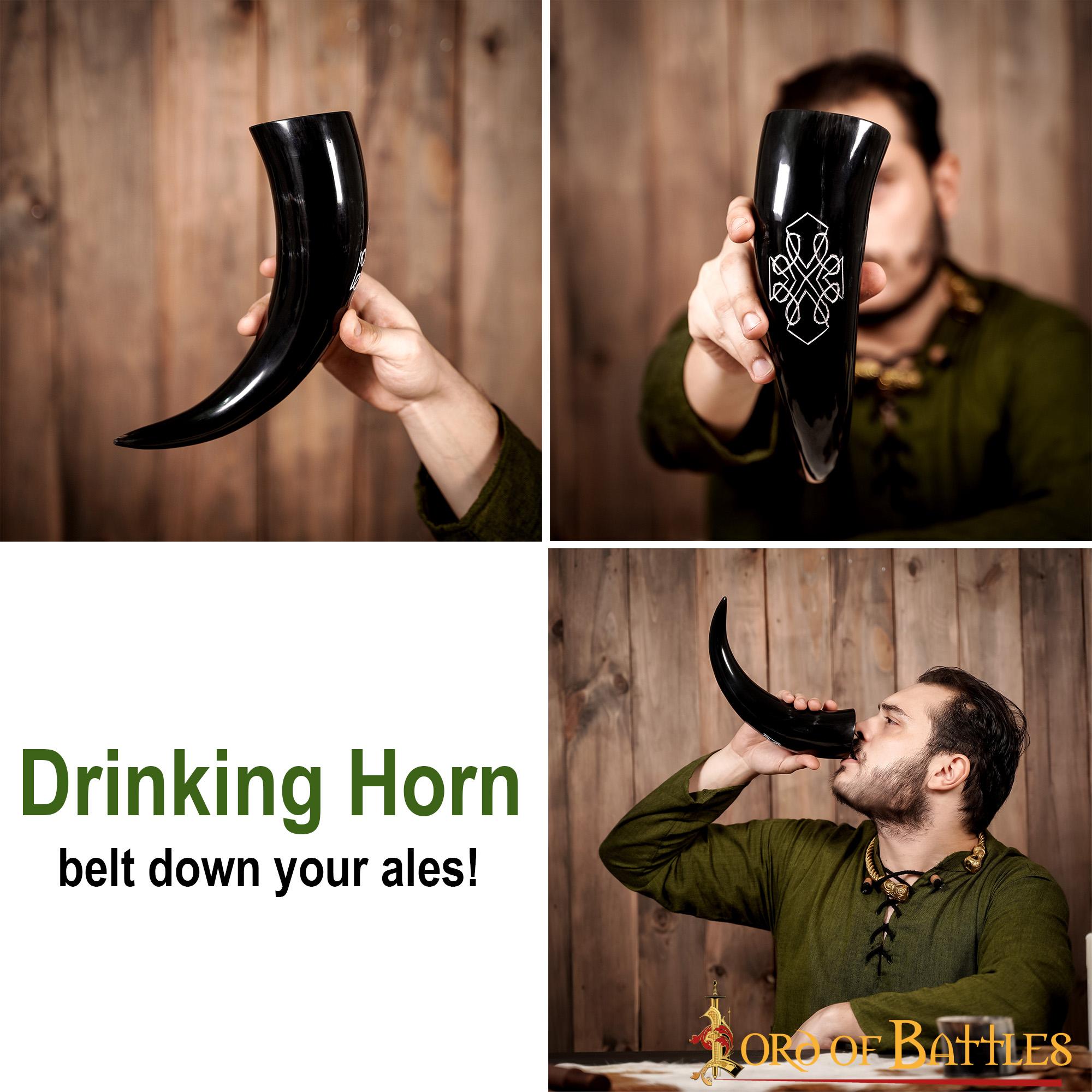 Imagen única de: Viking Drinking Horn 400 - 500 Ml Cuerno de Buey Auténtico Hecho a Mano