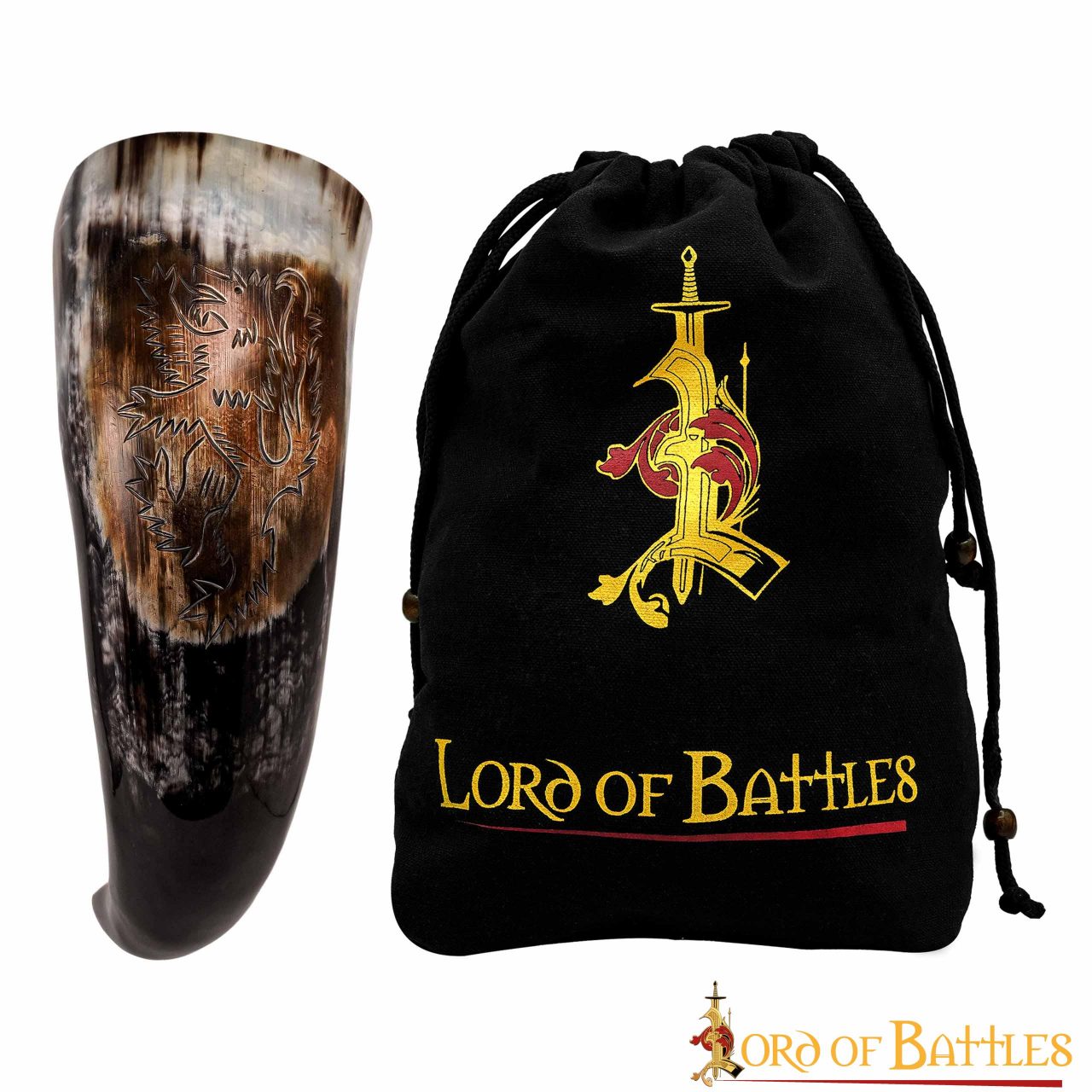 Imagen única de: Cuerno Medieval para Beber 400 - 500 Ml Cuerno de Buey Auténtico Hecho a Mano