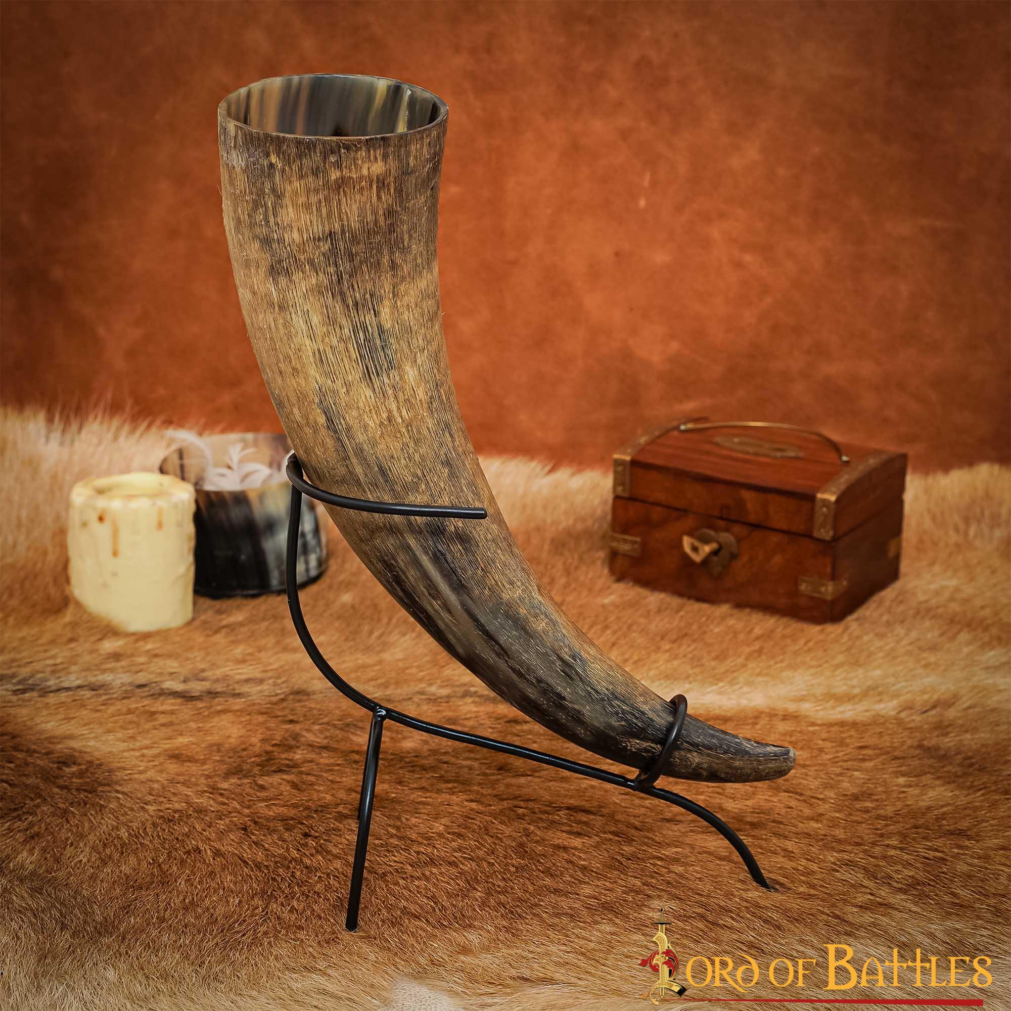 Soporte de Hierro Forjado a Mano para Cuernos Curvados Vikingos y Medievales - Accesorio Rústico para Mesa y Banquete - Imagen 5