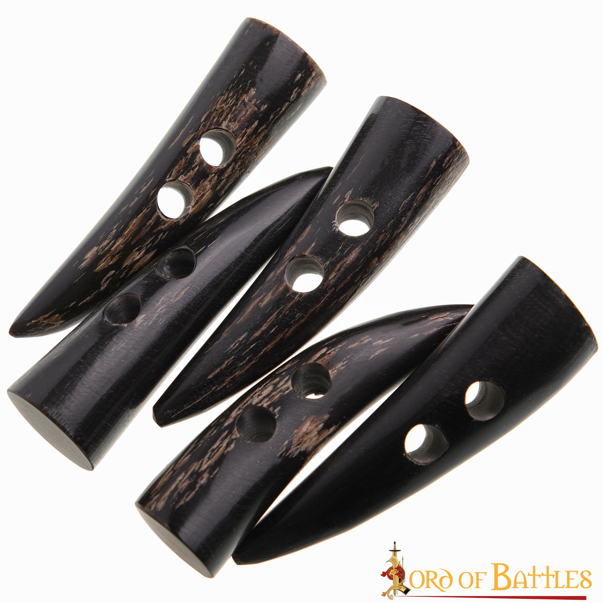 Imagen única de: Toggles Medievales Vikingos de Cuerno de Buey - Juego de 5 Cierres Artesanales de Cuerno Natural