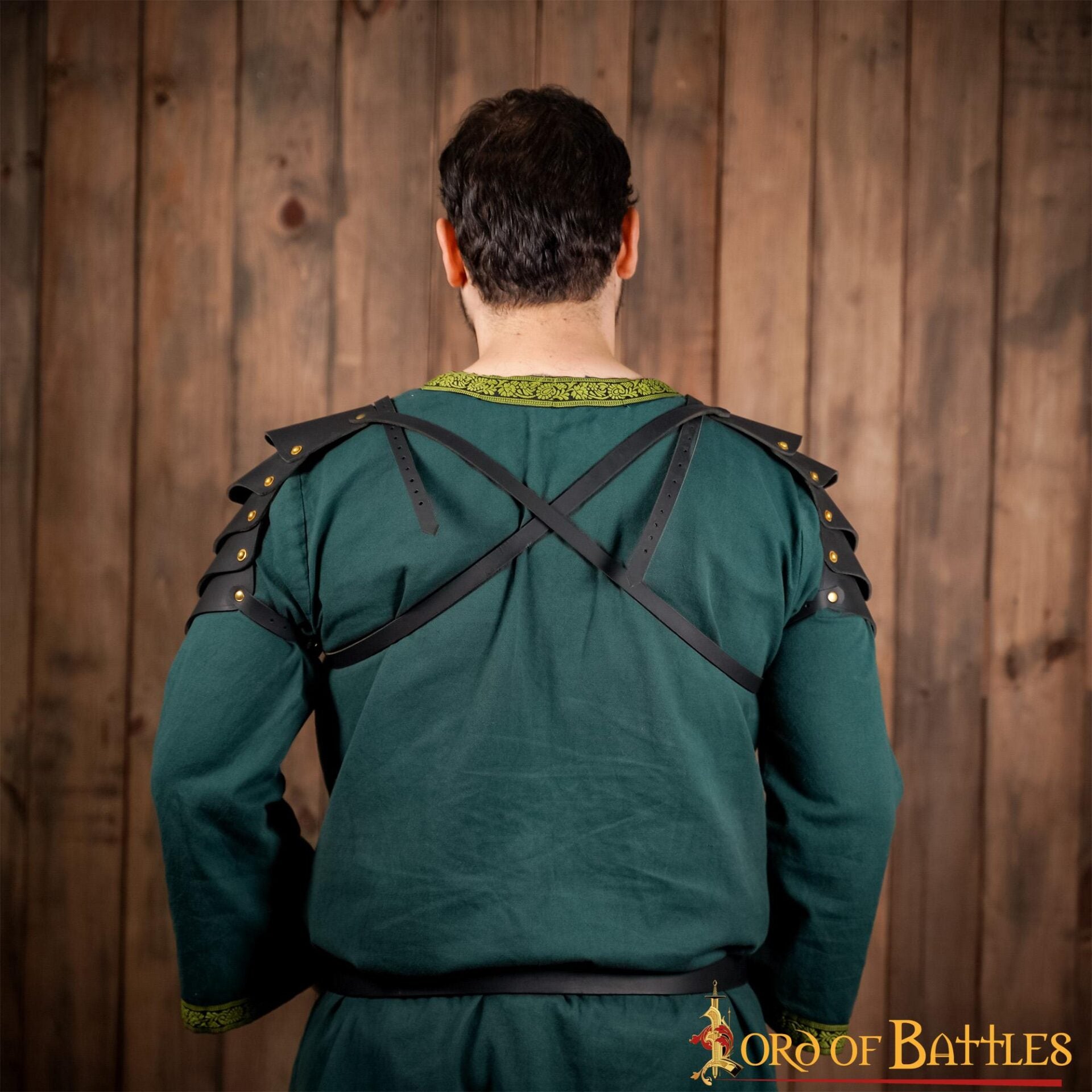 Imagen única de: Fantasía Vikingo Pauldrons Cuero con Cinturones de Cuero Ajustables