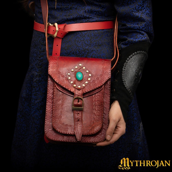 Imagen única de: Mythrojan "sorceress From The East" Medieval Sling Bag, Granate 10" X 7"