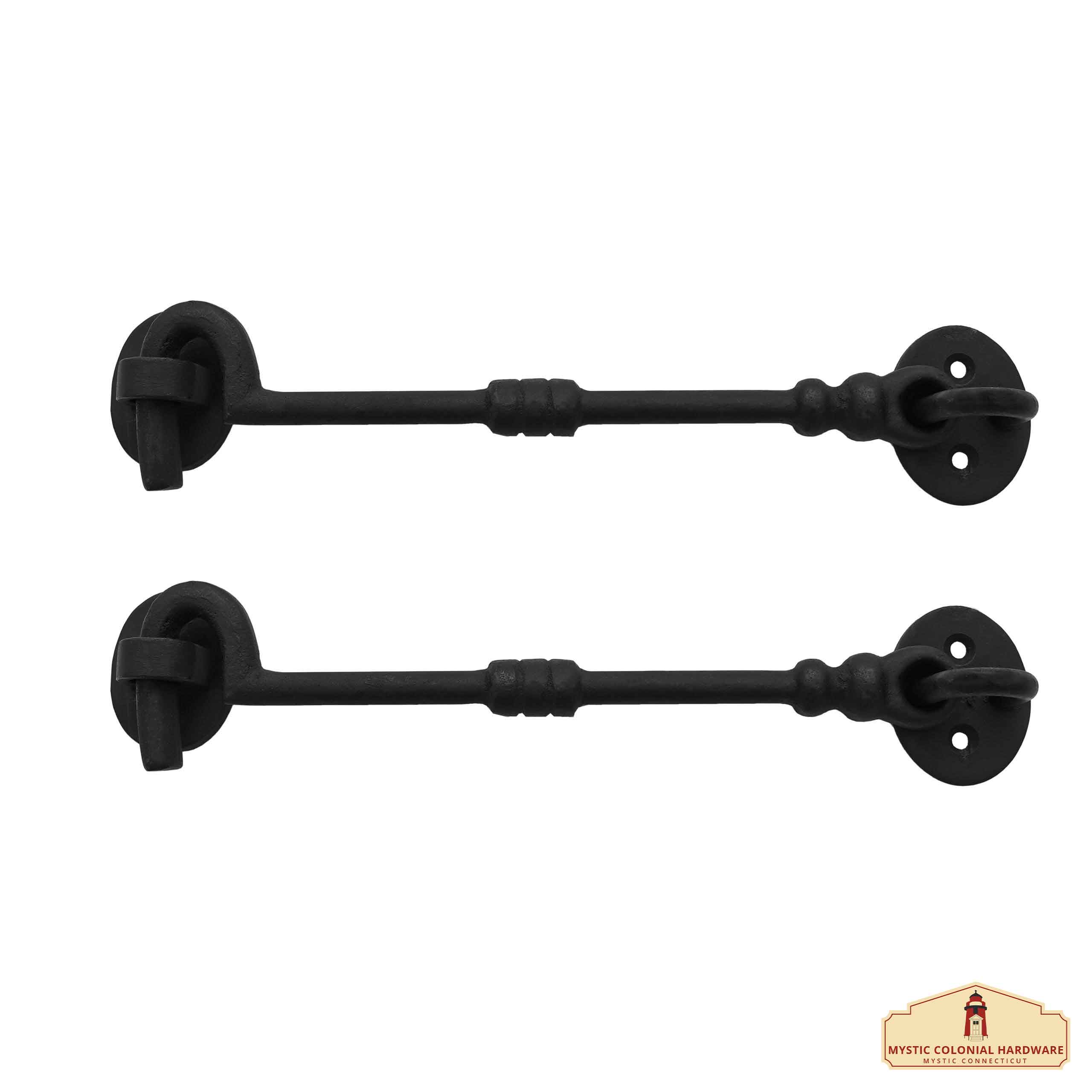 Imagen única de: Hierro Forjado Negro Cabina Gancho Ojo 7.5" Largo Grande Decorativo Privacidad Gancho Pestillos para Armario Ventana Cocina Puertas Corredizas o de Granero : Paquete de 2
