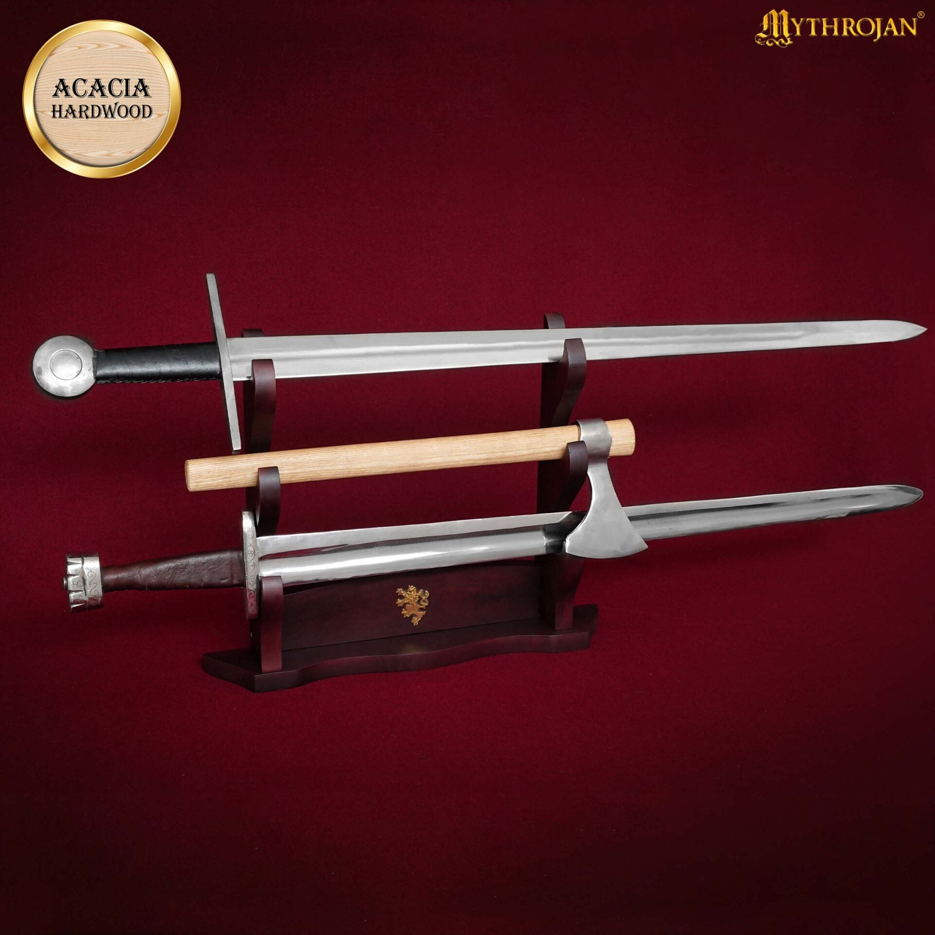 Imagen única de: Mythrojan Soporte para Espada de Madera Maciza Tres Soportes con Decoración