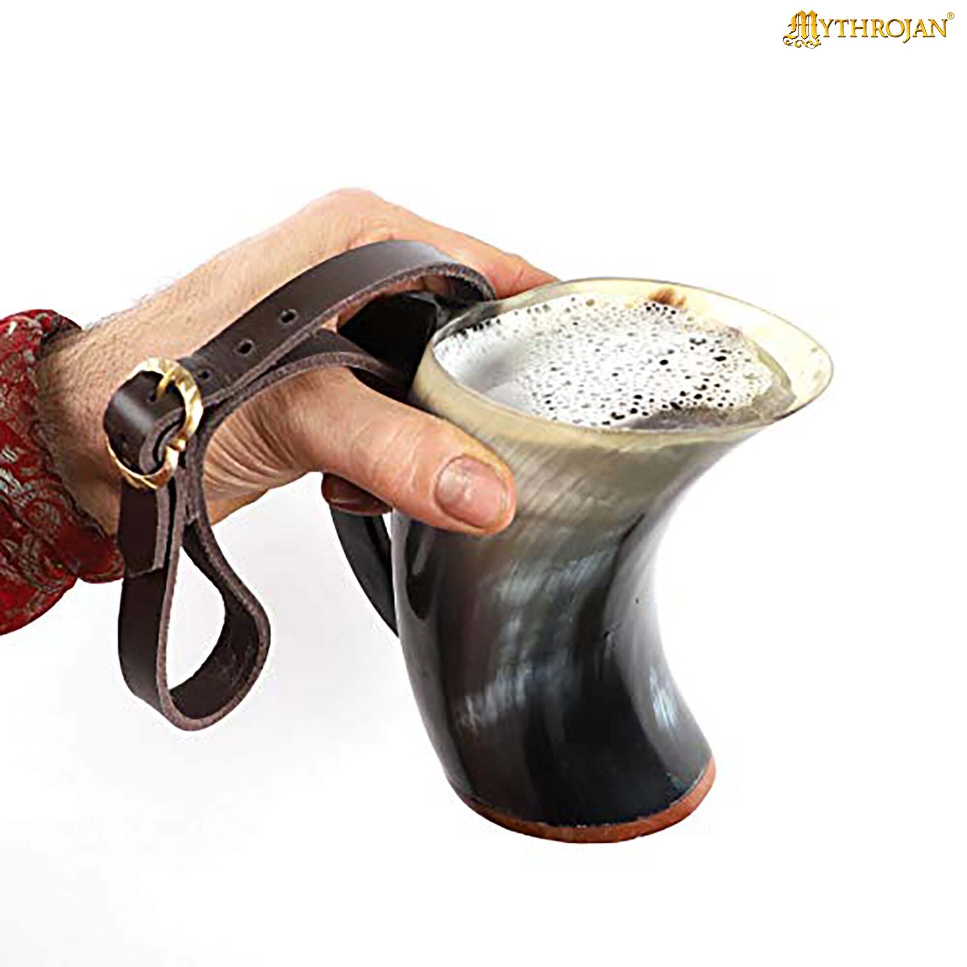 Imagen única de: Taza Mythrojan Hot Horn Tankard con Correa de Cuero 300ml