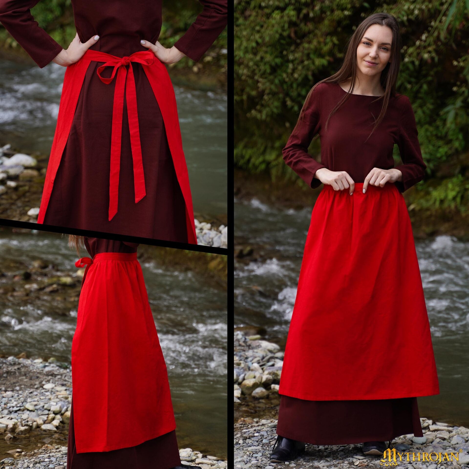 Imagen única de: Mythrojan Medieval Ecru Delantal: Ideal para Cocinar Hornear, Feria del Renacimiento, Recreación, Larp, Cosplay Rendimiento, Maid Traje, Retro Cintura Delantales para Mujeres, Niñas, Camarera