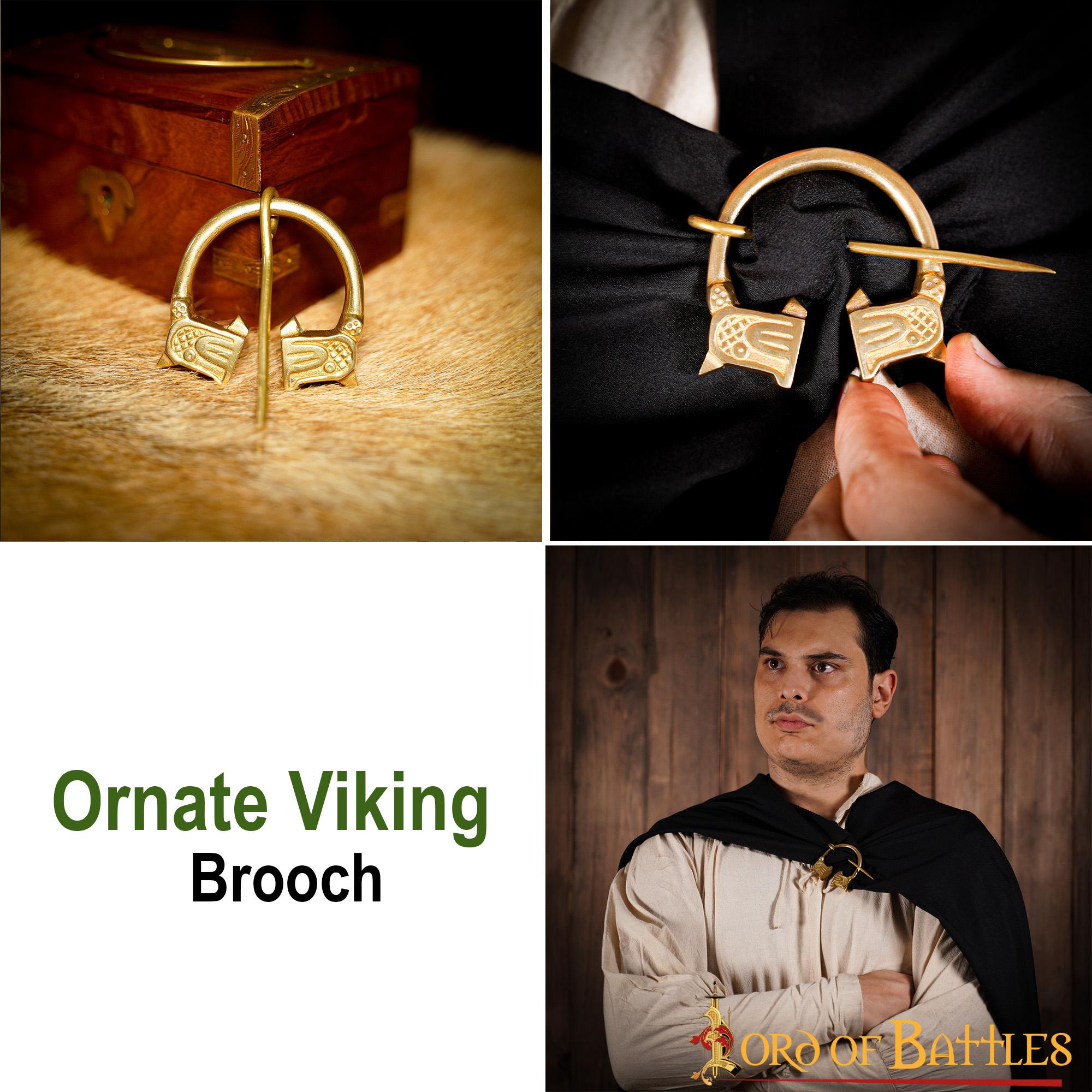 Imagen única de: Broche de Capa con Cabeza de Cuervo Nórdico - Latón
