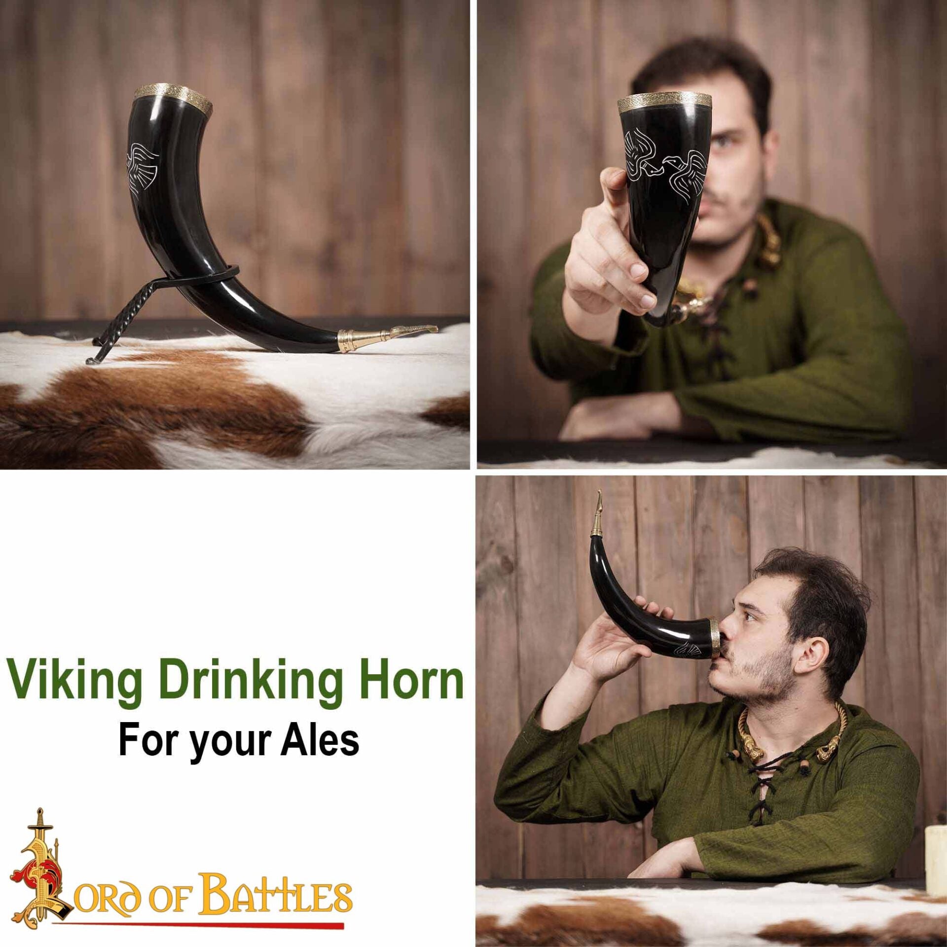 Imagen única de: Viking Drinking Horn 400 - 500 Ml Cuerno de Buey Auténtico Hecho a Mano
