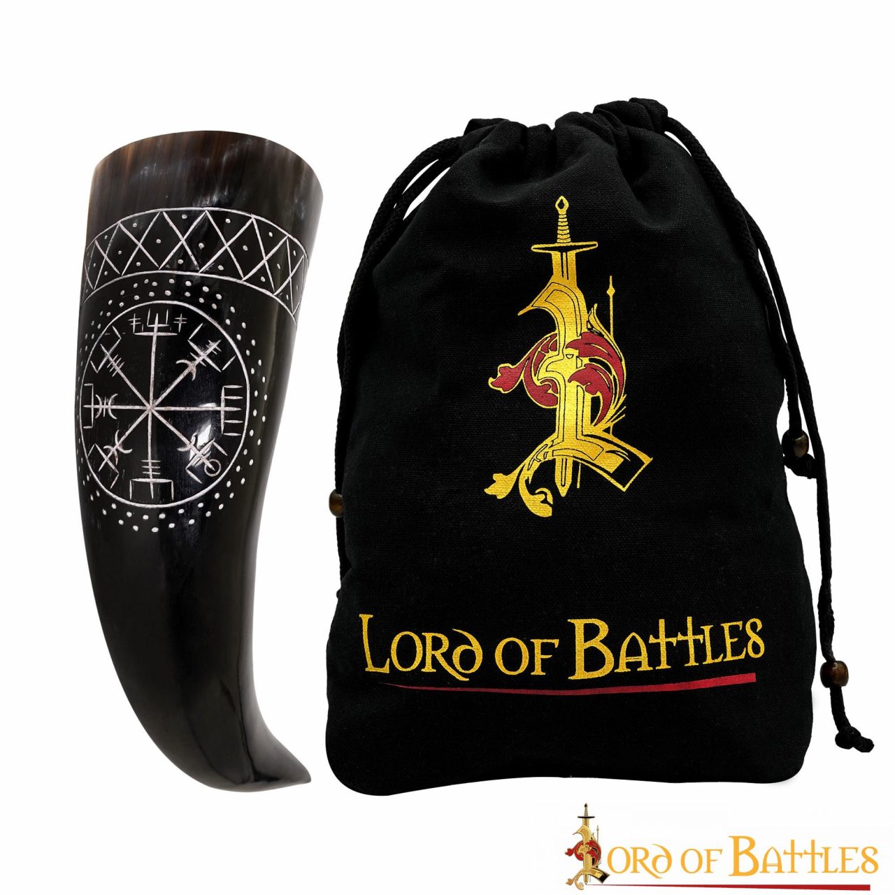 Imagen única de: El Cuerno para Beber Vegvisir 400 - 500 Ml Hecho a Mano con Auténtico Cuerno de Buey