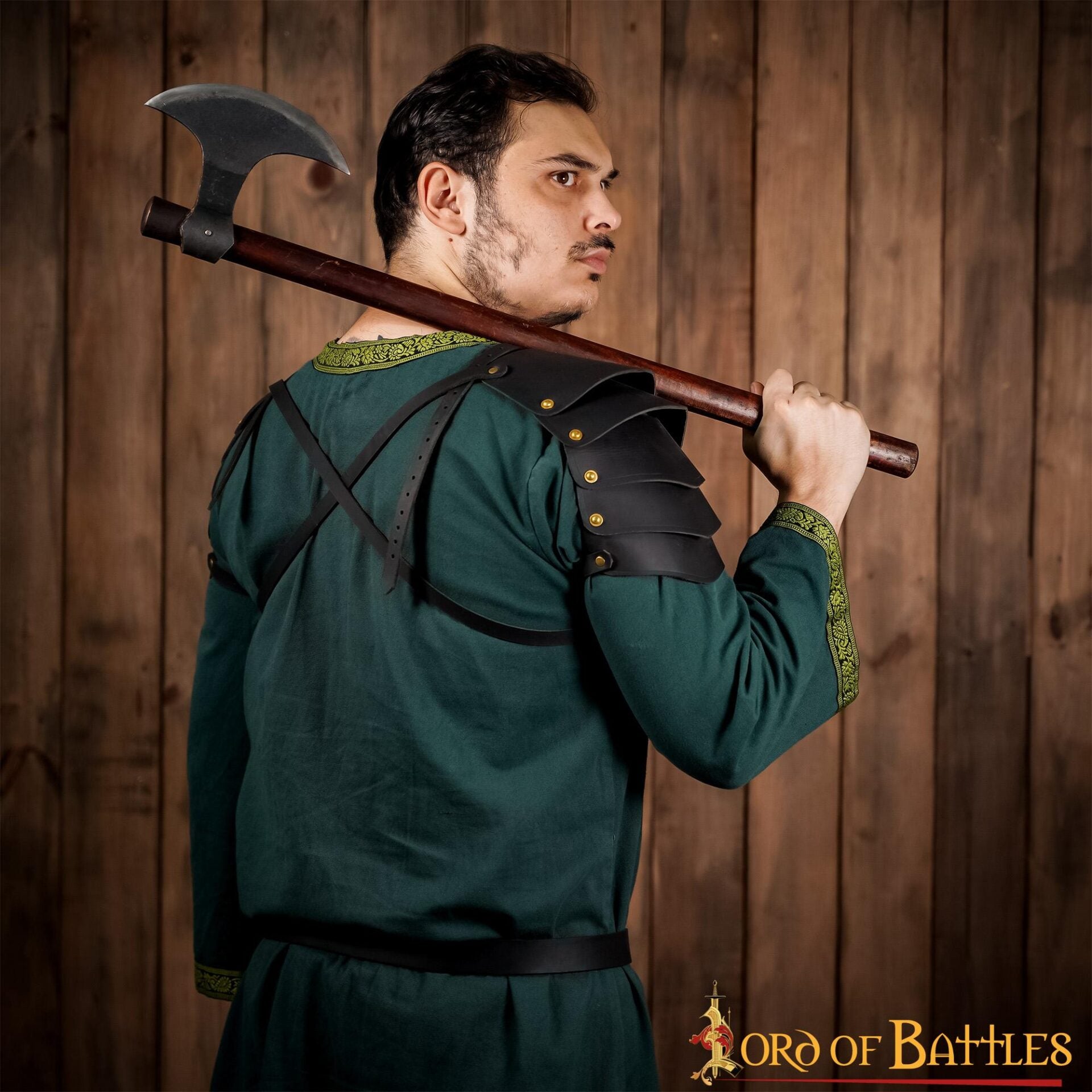 Imagen única de: Fantasía Vikingo Pauldrons Cuero con Cinturones de Cuero Ajustables