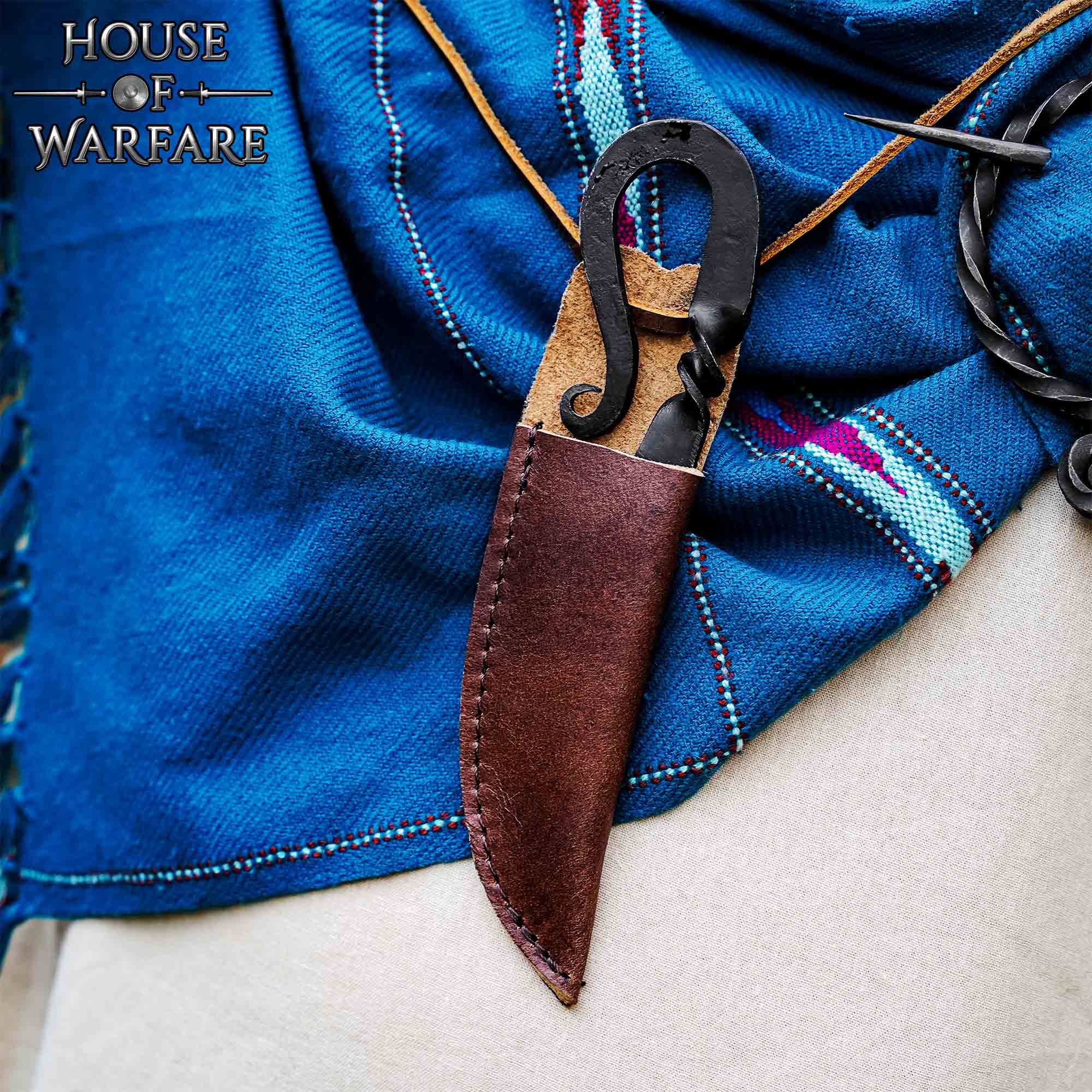 Imagen única de: Cuchillo Medieval Forjado a Mano con Funda de Cuero Auténtico