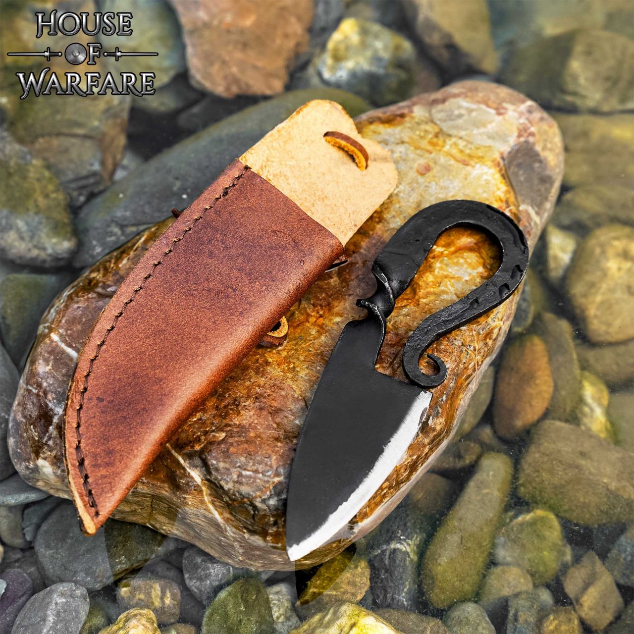Imagen única de: Cuchillo Medieval Forjado a Mano con Funda de Cuero Auténtico