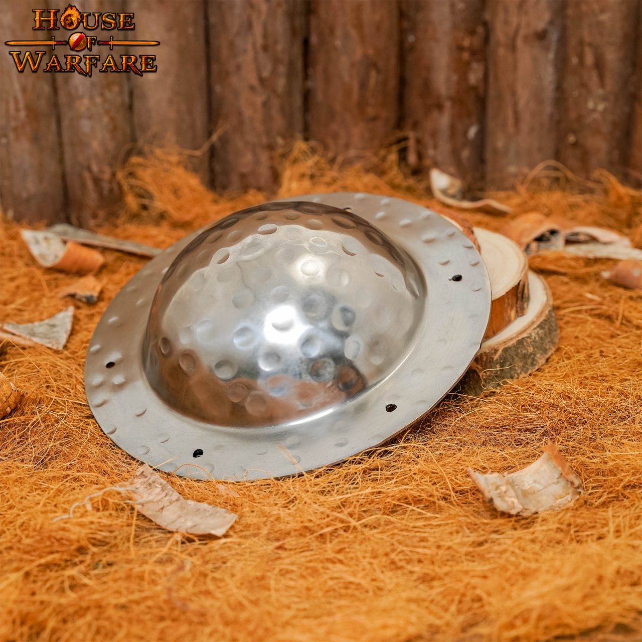 Jefe Escudo Medieval Forjado a Mano | Umbo Martillado Pulido - Imagen 11