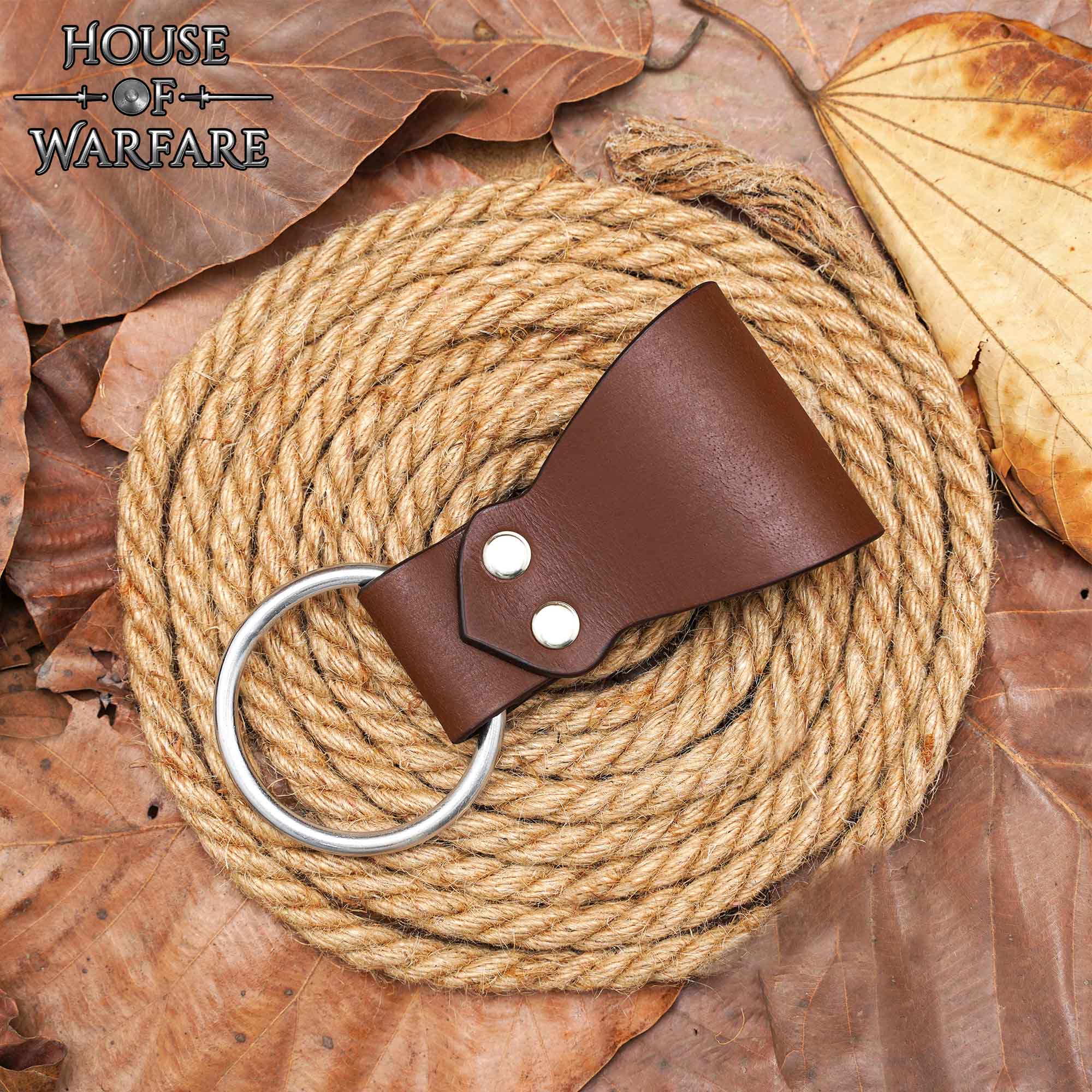 Imagen única de: Rana Medieval de Cuero para Hacha con Anilla de Acero - Cinturón Marrón para Hachas y Herramientas