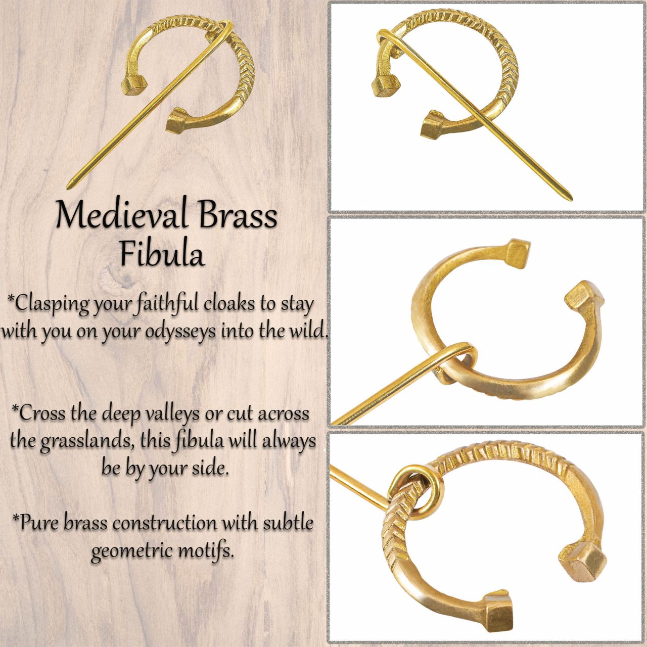 Imagen única de: Fíbula Penannular Medieval de Latón - Alfiler Pequeño de Capa para Broche de Traje Histórico y Vikingo